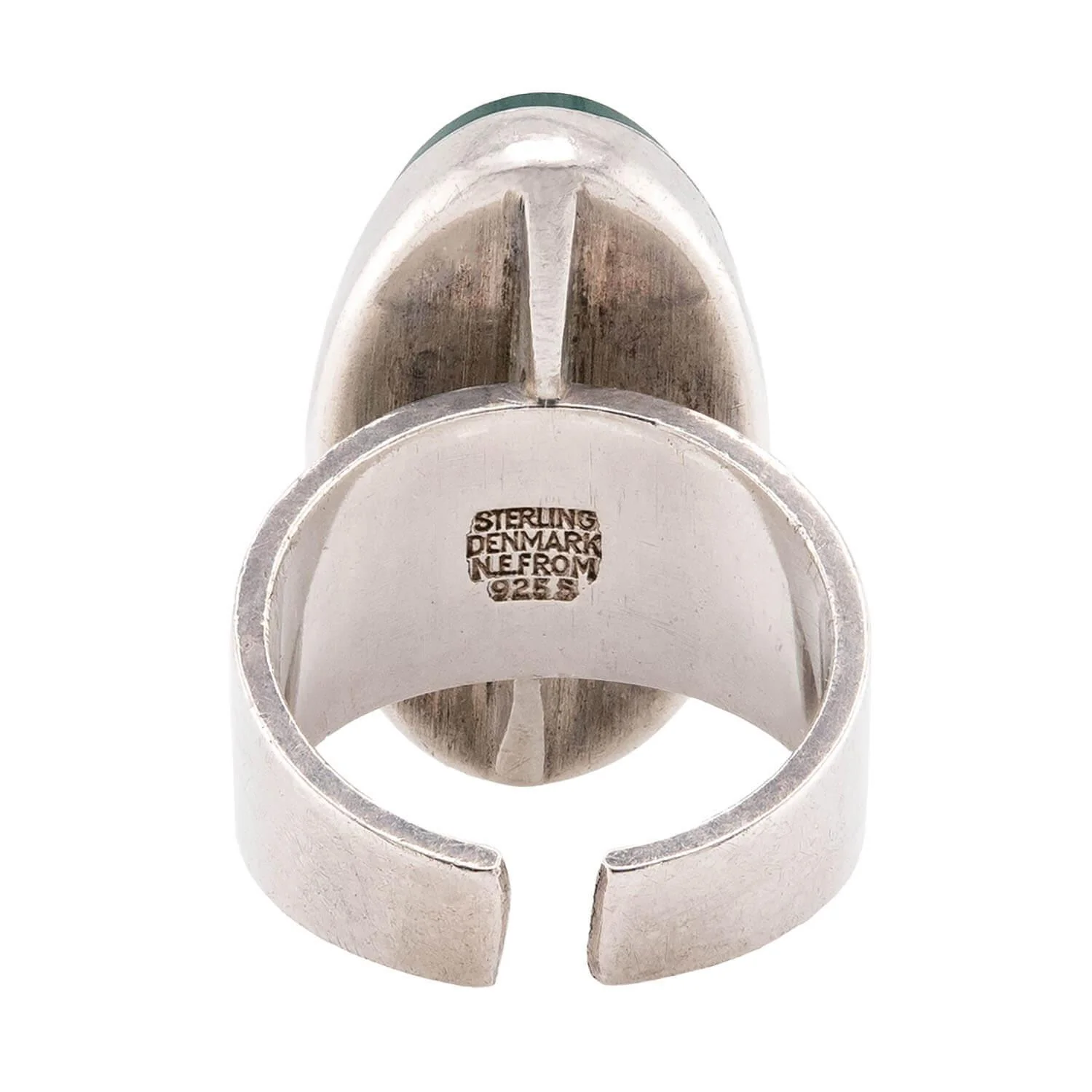 N.E. FROM Vintage Danish Sterling Silver Chrysoprase Ring - Image 4
