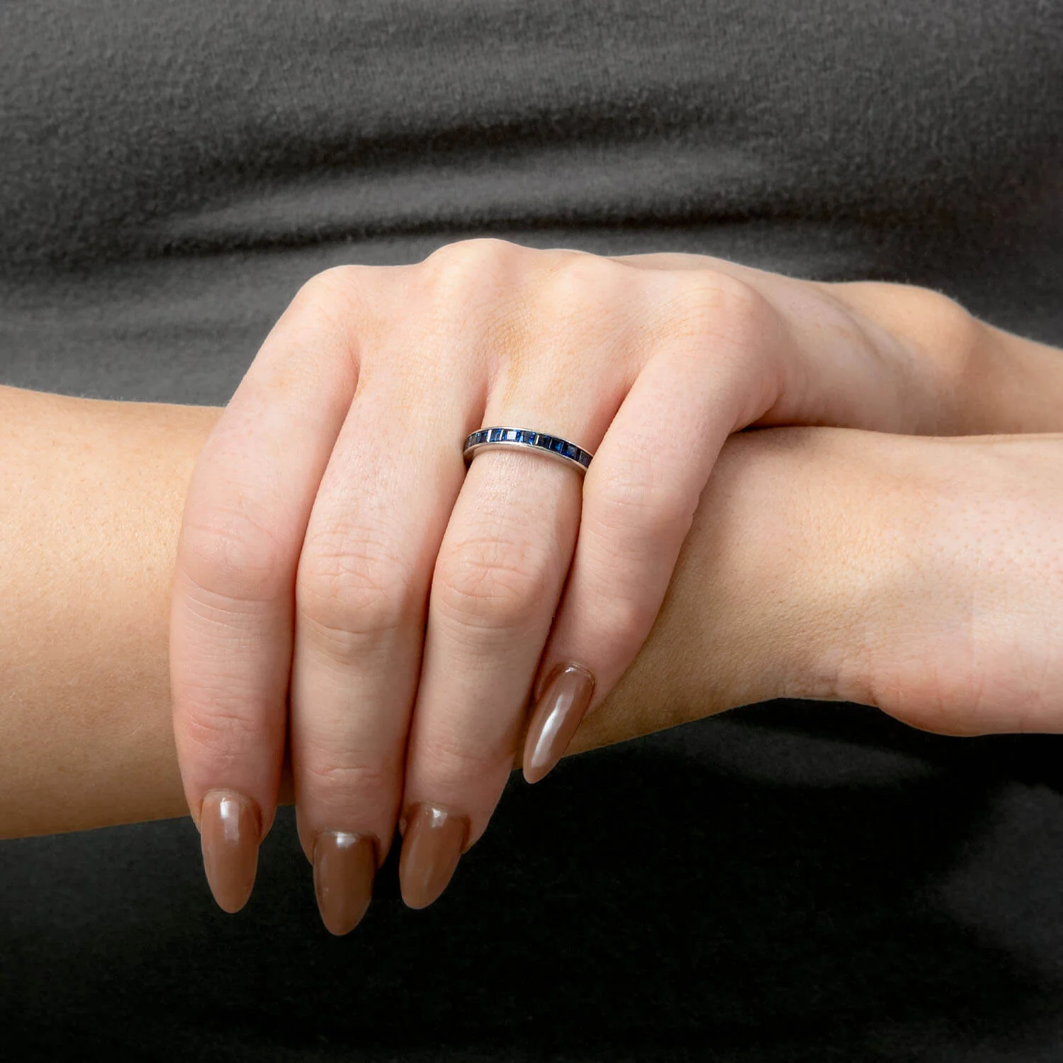 OSCAR HEYMAN Estate Platinum Sapphire Eternity Band - Image 5