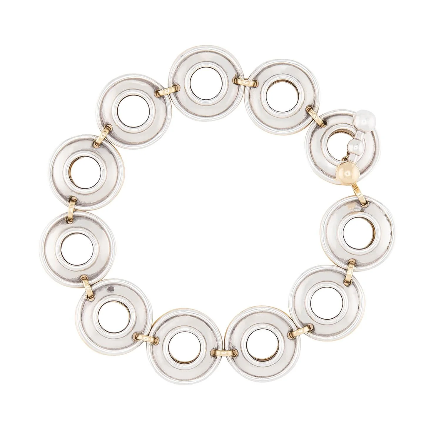 PALOMA PICASSO for TIFFANY & CO. Estate 18k/Sterling Silver Disc Bracelet - Image 5