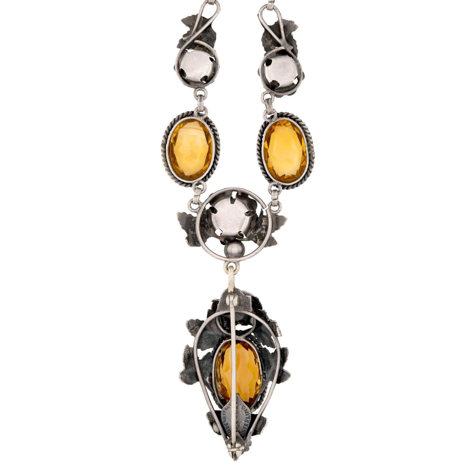 PERUZZI Art Nouveau Sterling Silver Citrine Floral Necklace - Image 4