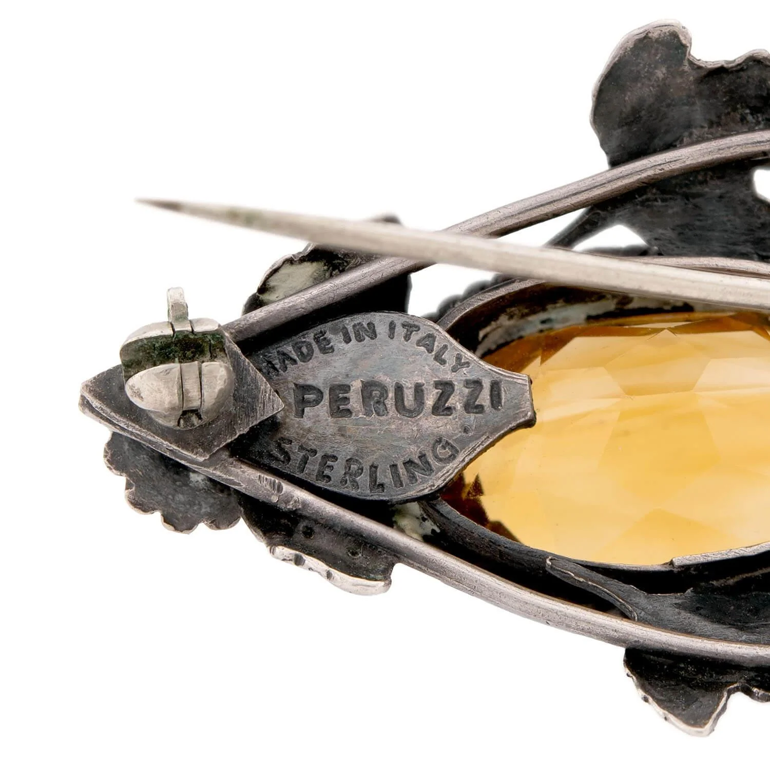 PERUZZI Art Nouveau Sterling Silver Citrine Floral Necklace - Image 6