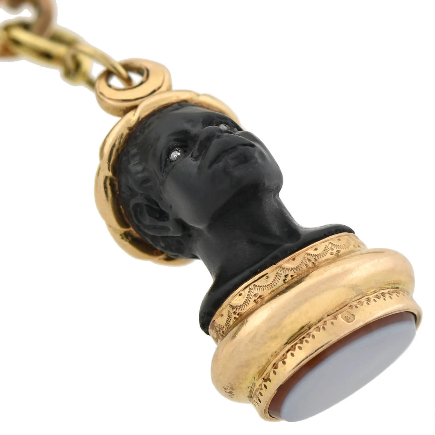 Rare Victorian + Georgian Blackamoor + Multi-Gemstone Fob Compilation Necklace 20.25" - Image 10