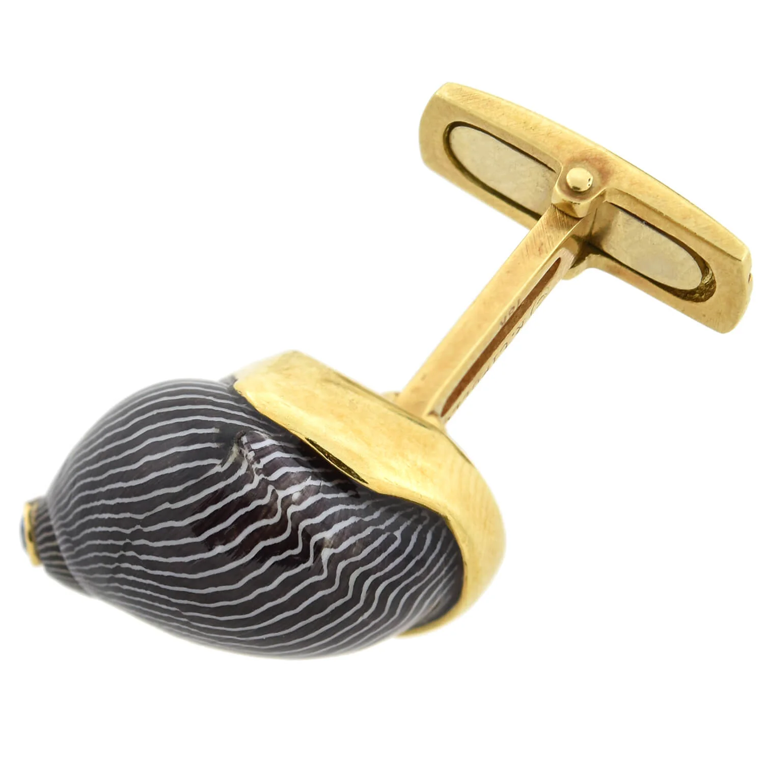 RENATO CIPULLO Estate 18kt Netrite Zebra Snail Shell + Sapphire Cufflinks - Image 4