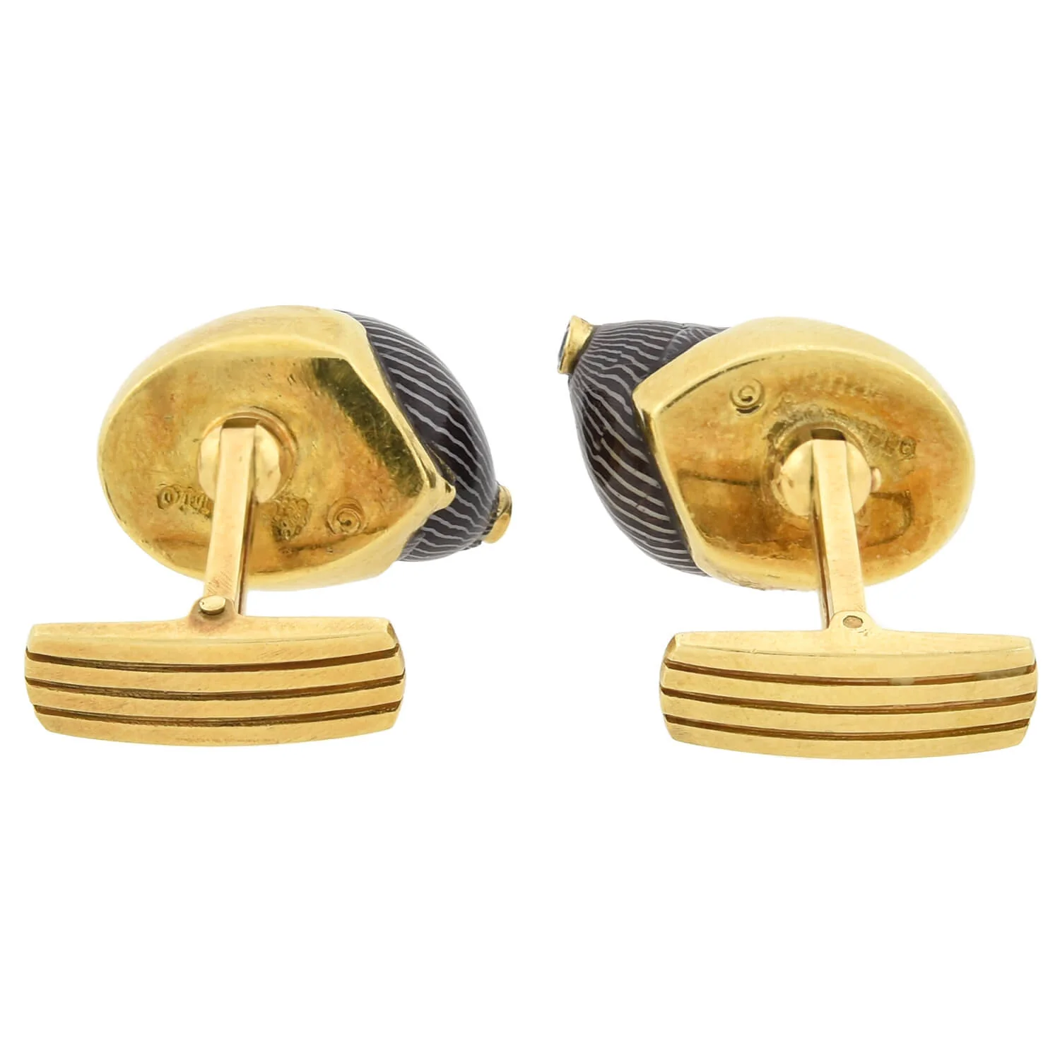 RENATO CIPULLO Estate 18kt Netrite Zebra Snail Shell + Sapphire Cufflinks - Image 8