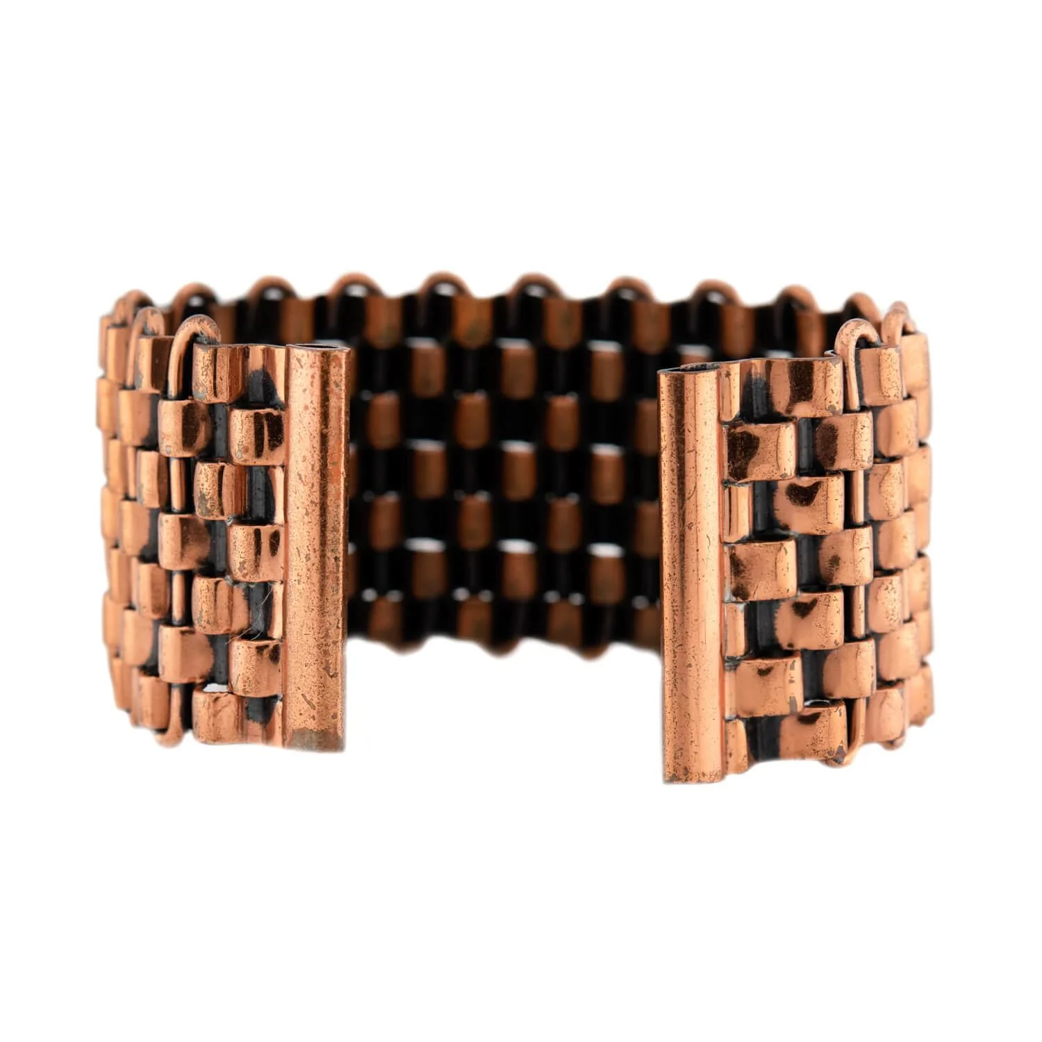 123 RENOIR Vintage Copper Basket Weave Cuff Bracelet - Image 4