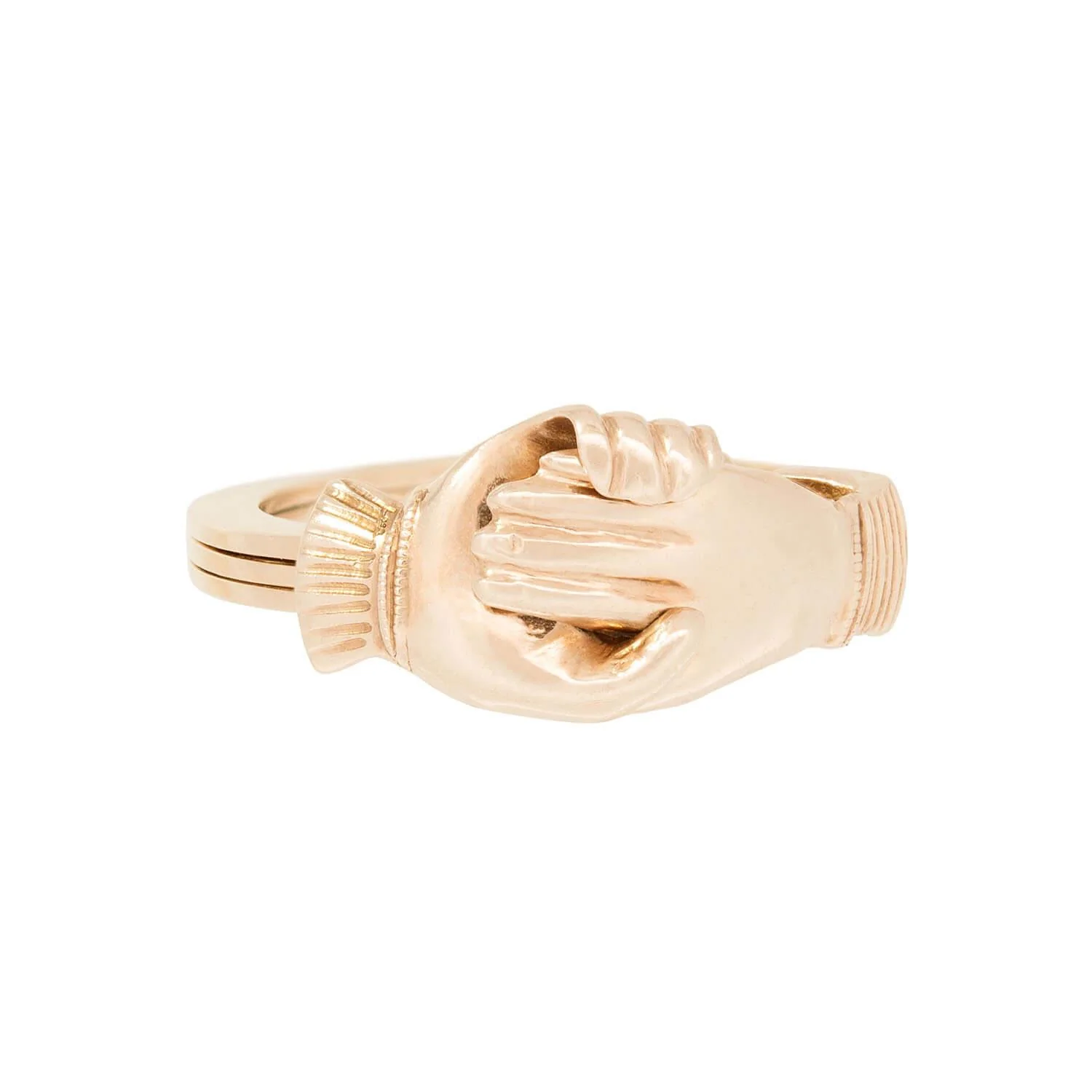 Retro 14k Moveable 3 band Claddagh Ring - Image 3