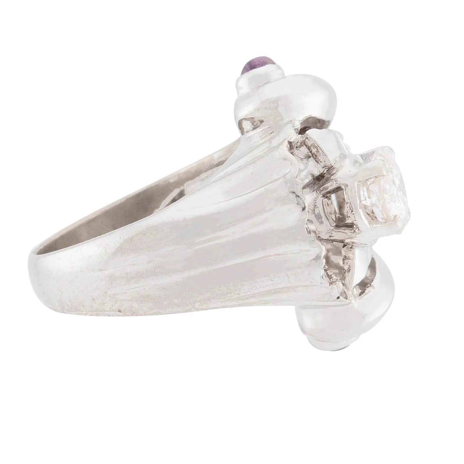 Retro 14k Diamond and Sapphire Statement Ring - Image 3