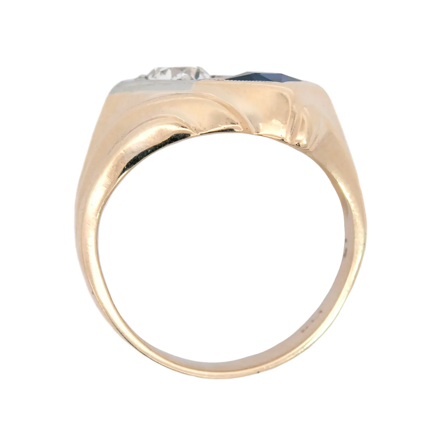 Retro 14k Gold Sapphire & Diamond Ring - Image 3