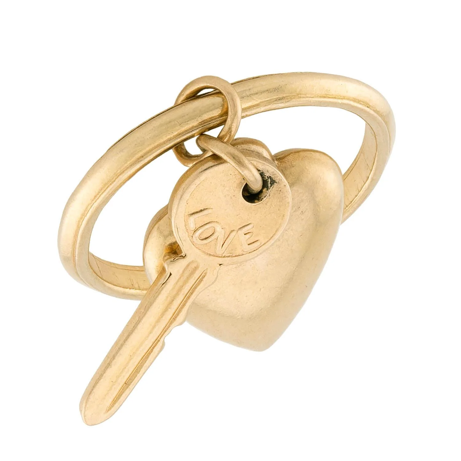 Retro 14k Heart & Key Sweetheart Charm Ring - Image 2
