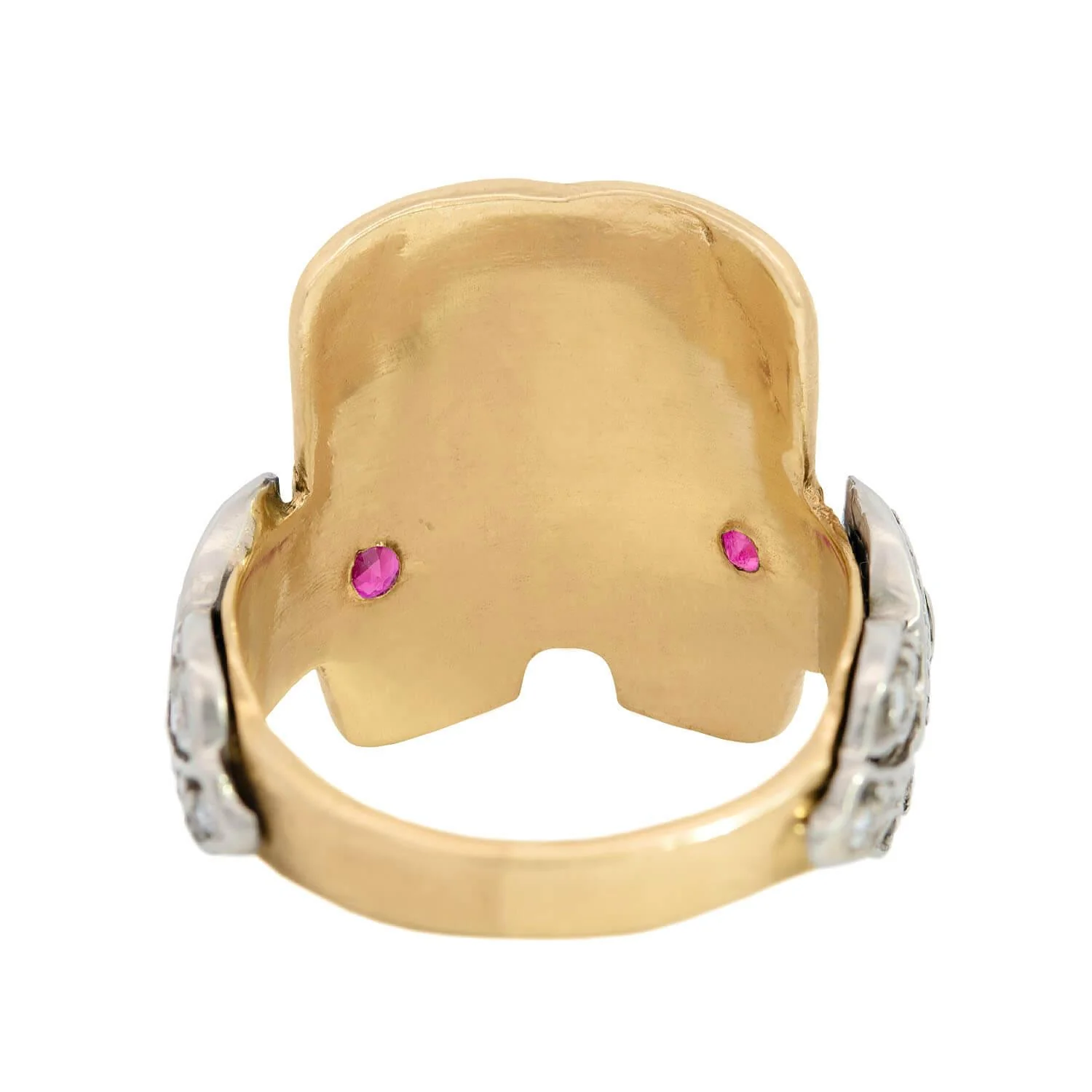 Retro 14k Mixed Metal Ruby and Diamond Saddle Ring - Image 5