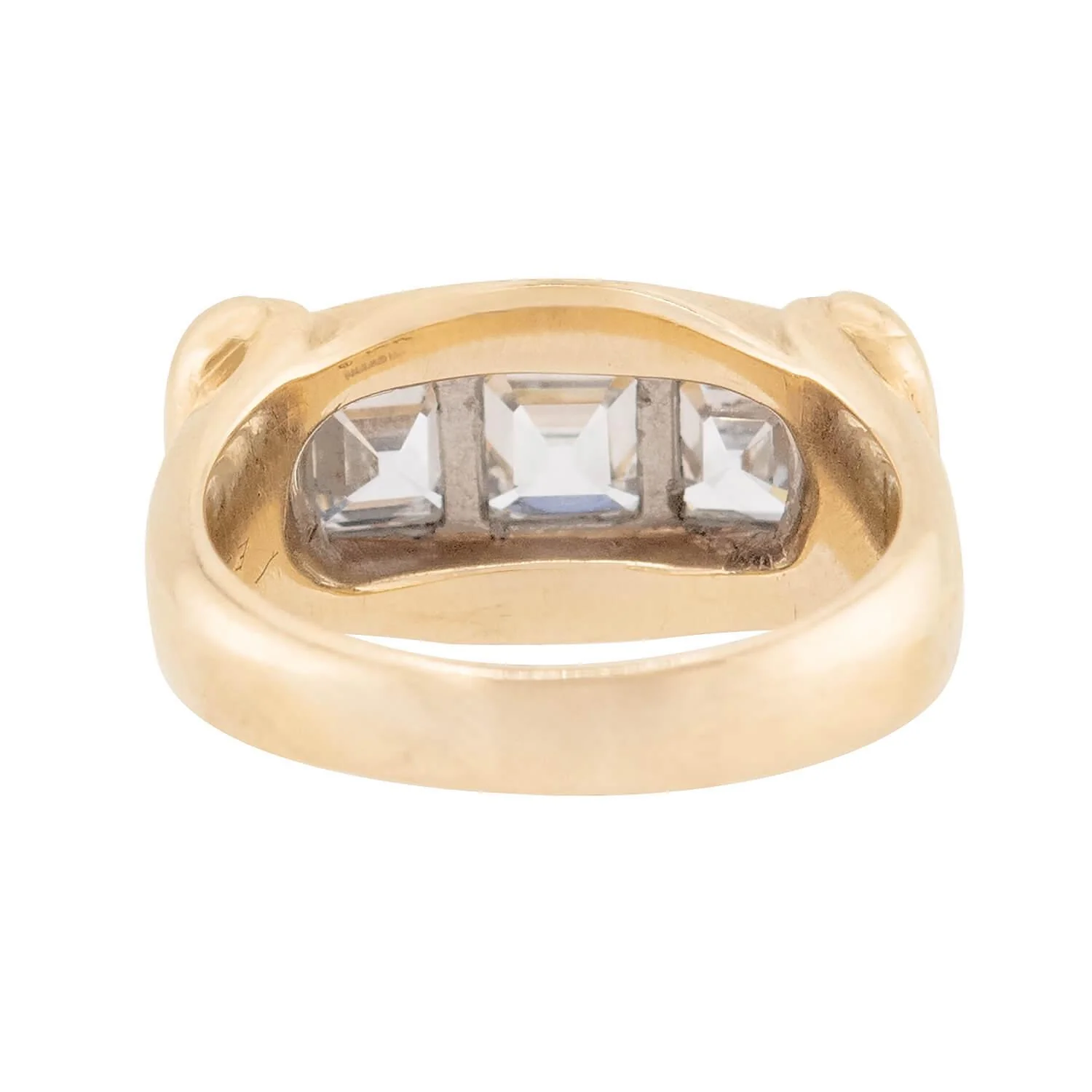 Retro 14k & Palladium Diamond Three Stone Ring - Image 5