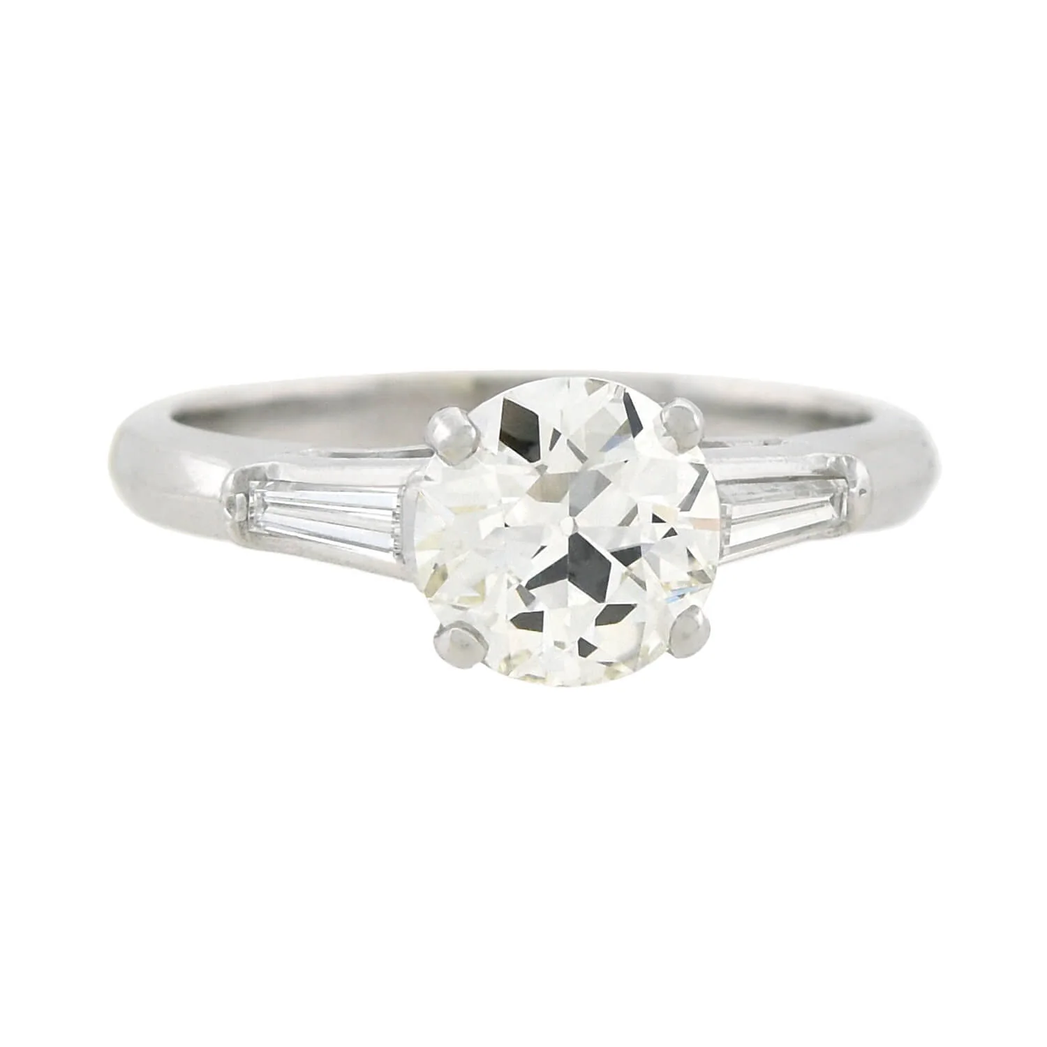 Retro 14kt White Gold Diamond Engagement Ring 1.44ct center - Image 2