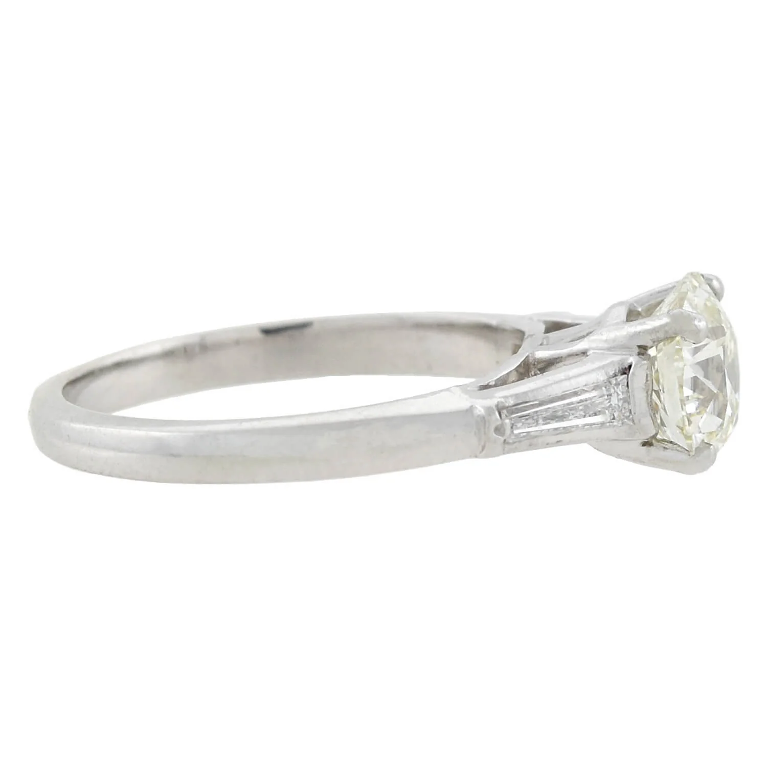 Retro 14kt White Gold Diamond Engagement Ring 1.44ct center - Image 3
