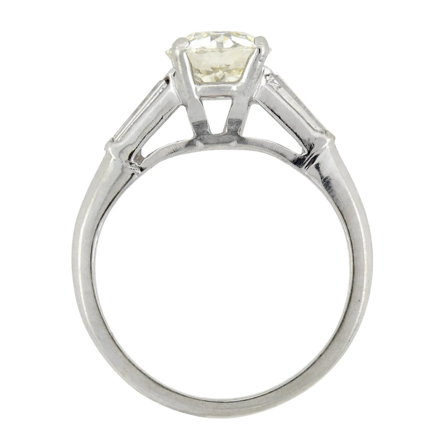 Retro 14kt White Gold Diamond Engagement Ring 1.44ct center - Image 4