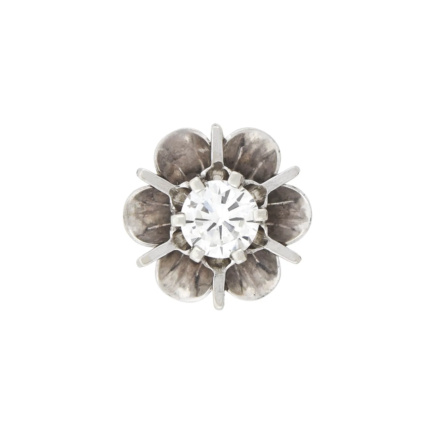 Retro 14kt White Gold Diamond Stud Earrings 0.50ctw - Image 3