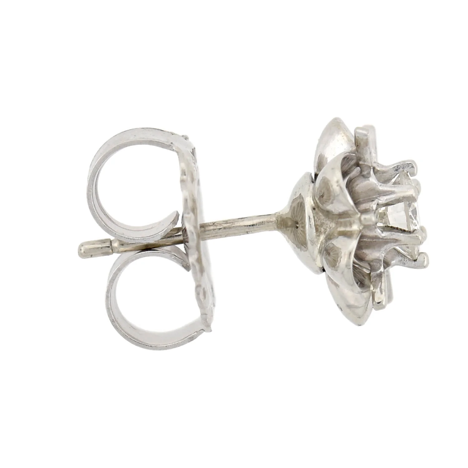 Retro 14kt White Gold Diamond Stud Earrings 0.50ctw - Image 5
