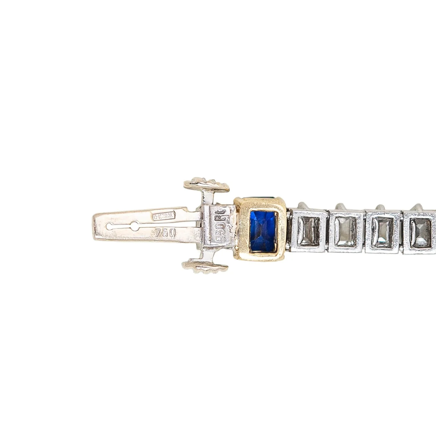 Retro 18k/Platinum Sapphire + Diamond Line Bracelet - Image 6