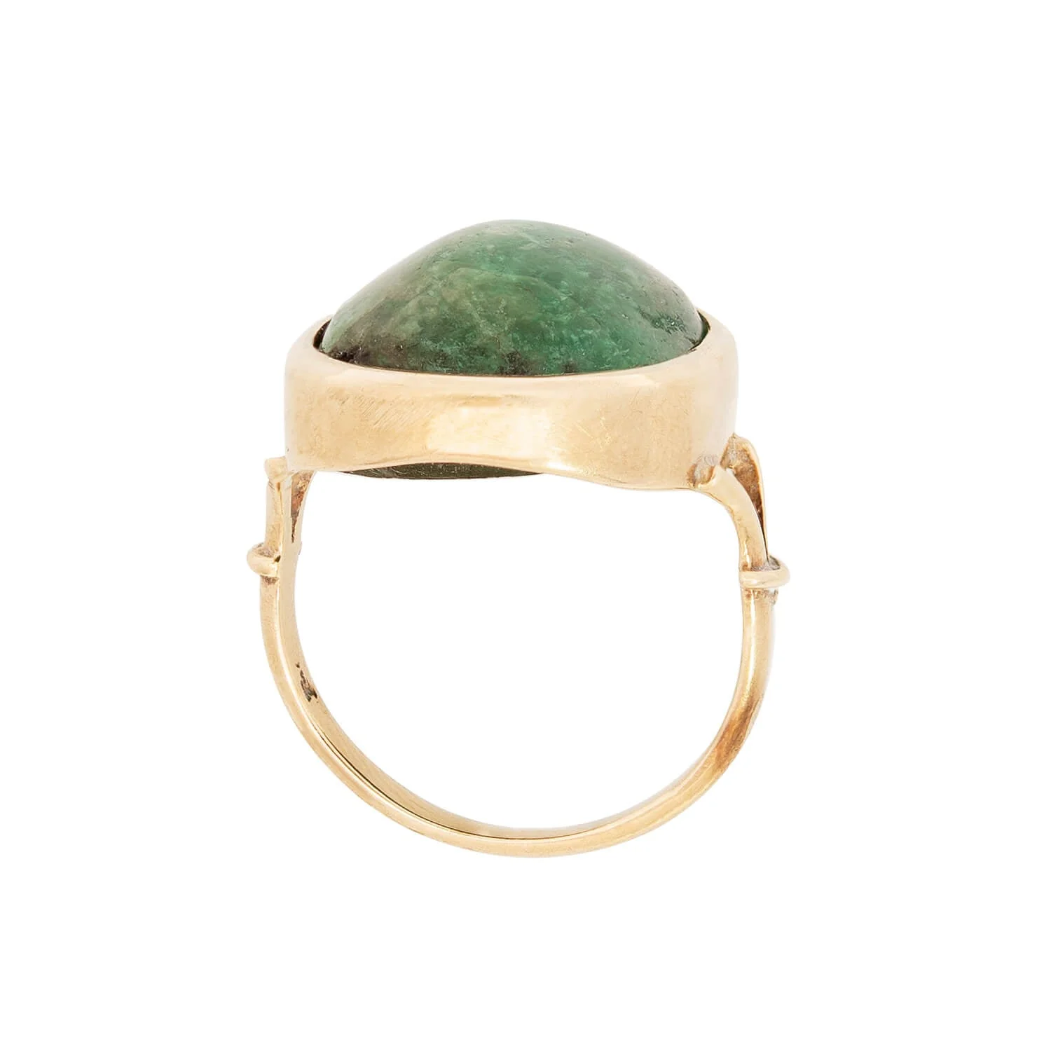 Retro 18K Yellow Emerald Cabochon ring 12+ctw - Image 3