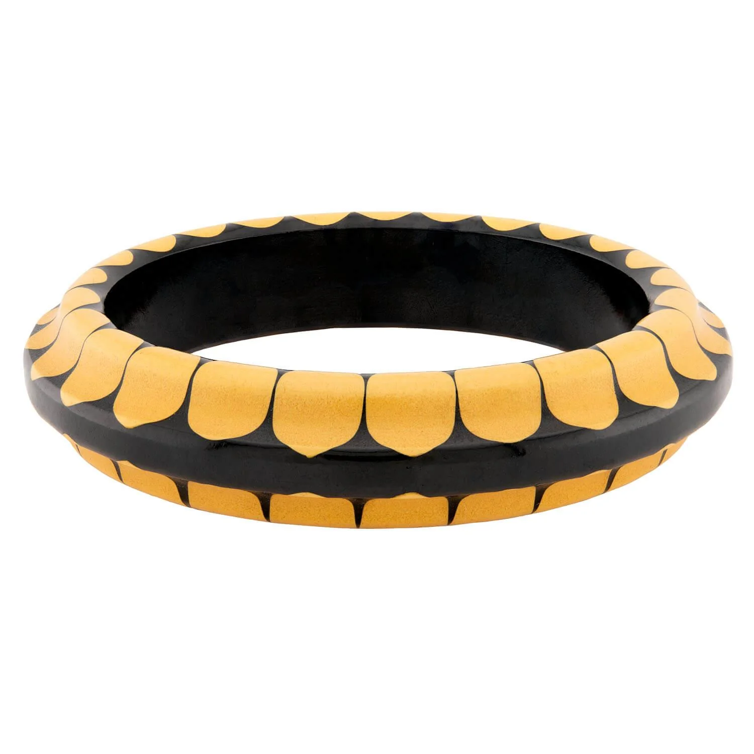 Retro Bakelite Cream Corn and Black Bakelite Bangle - Image 3