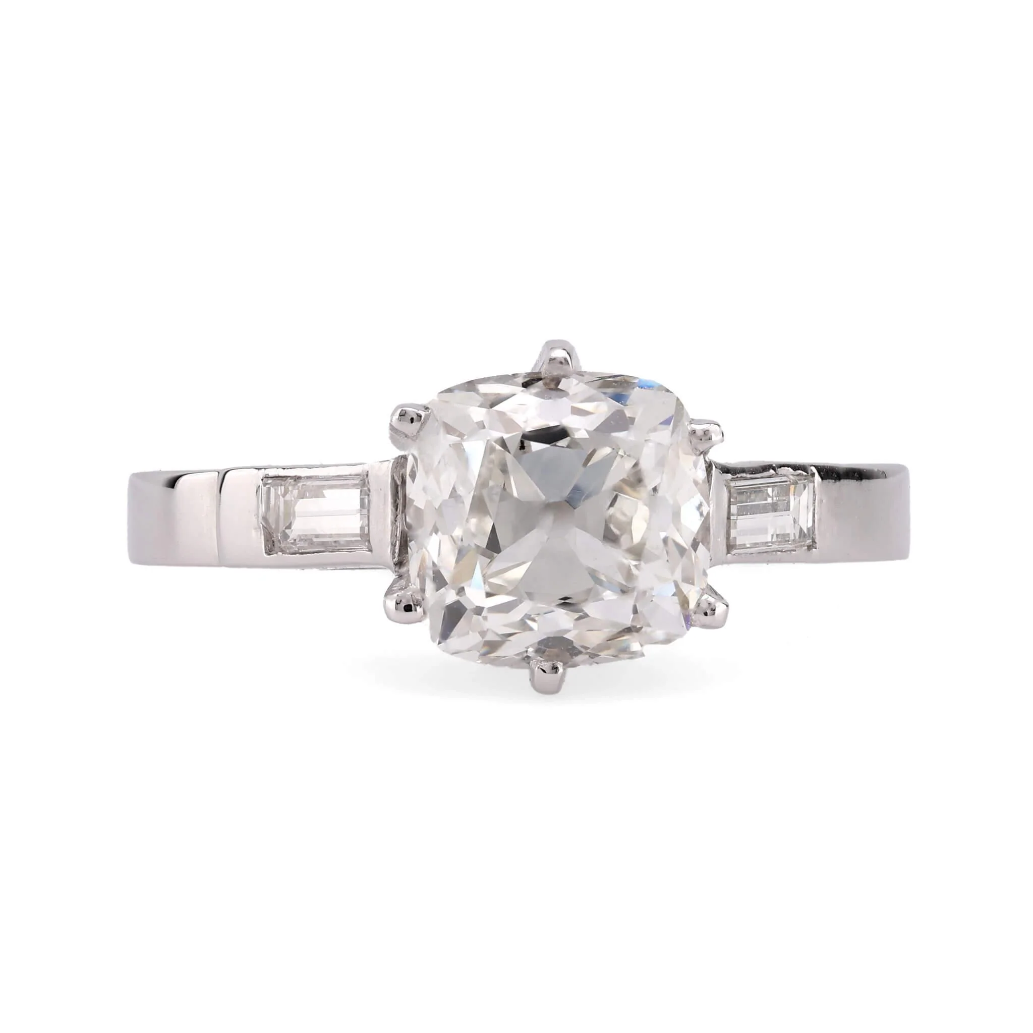Retro French Platinum GIA Diamond Engagement Ring 2.19ct - Image 2
