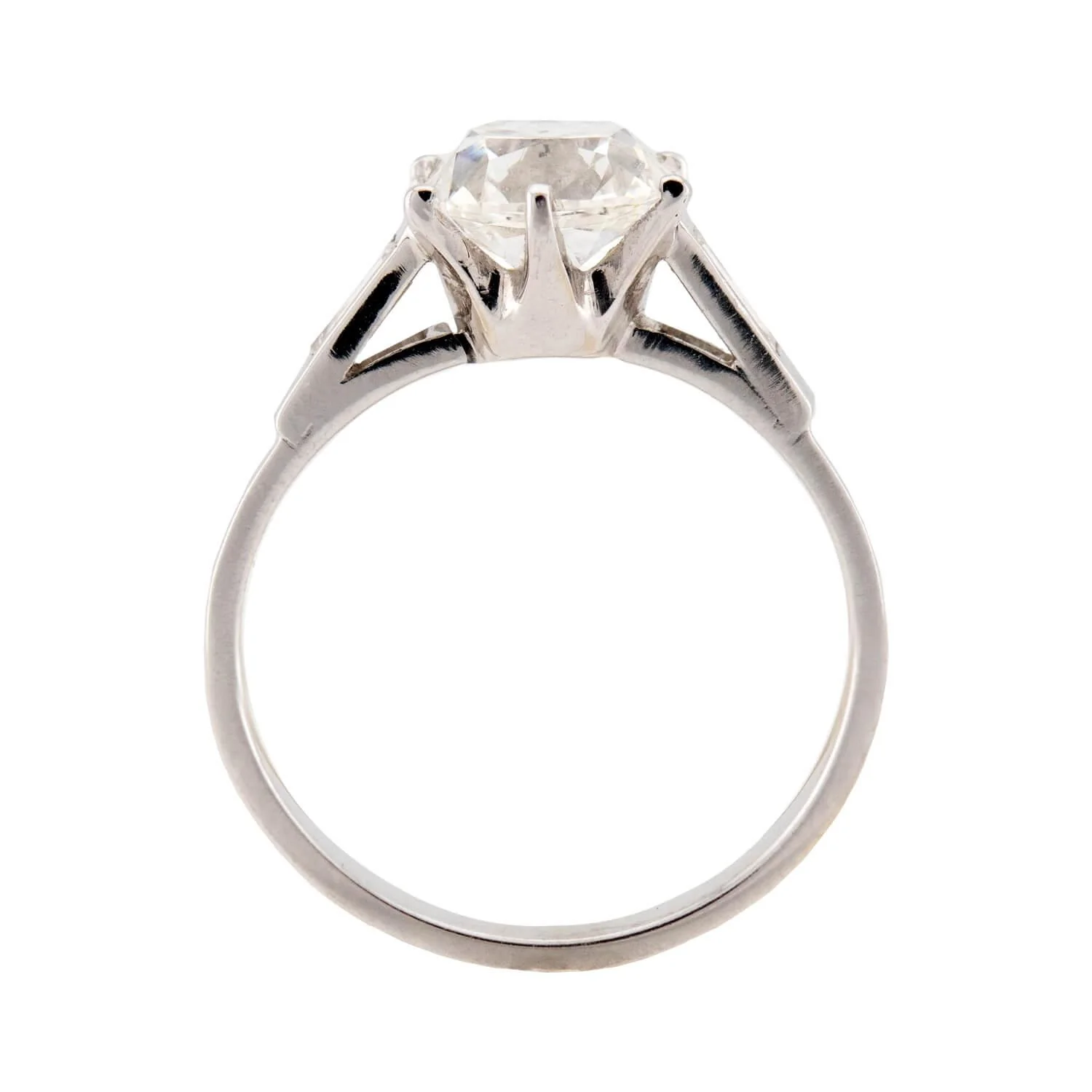 Retro French Platinum GIA Diamond Engagement Ring 2.19ct - Image 4