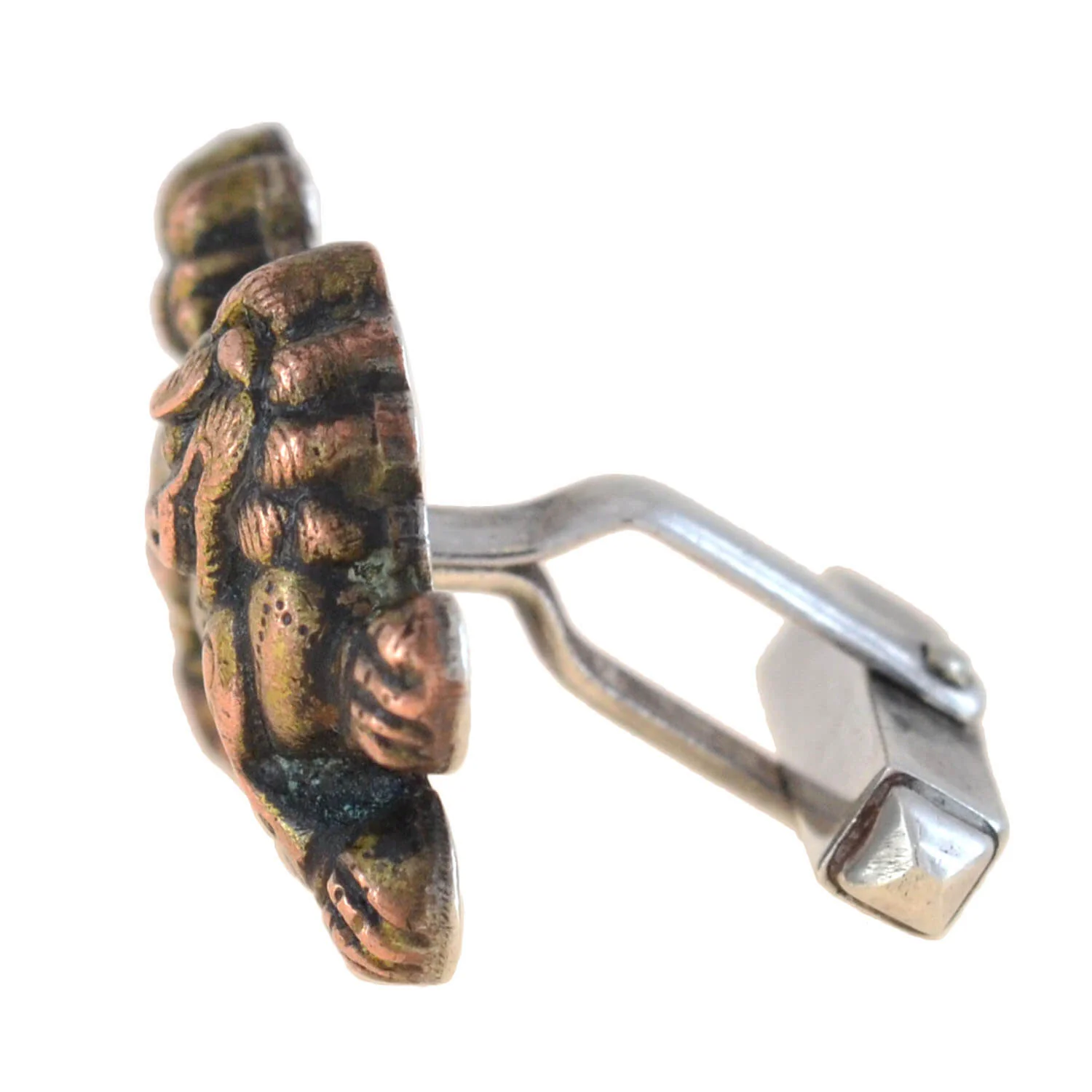 Retro Japanese Sterling Silver + Gold Overlay "Foo Dog" Cufflinks - Image 5