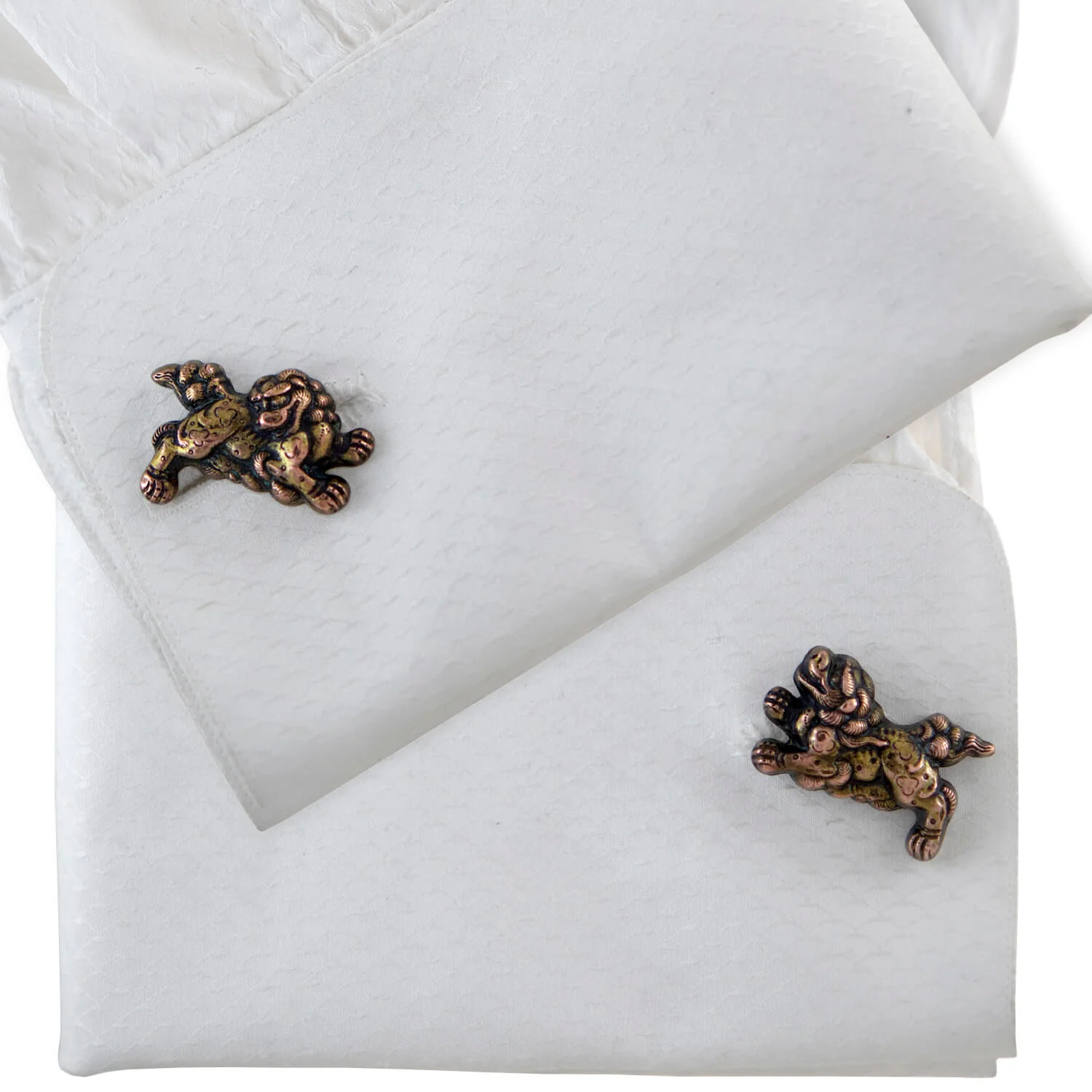 Retro Japanese Sterling Silver + Gold Overlay "Foo Dog" Cufflinks - Image 9