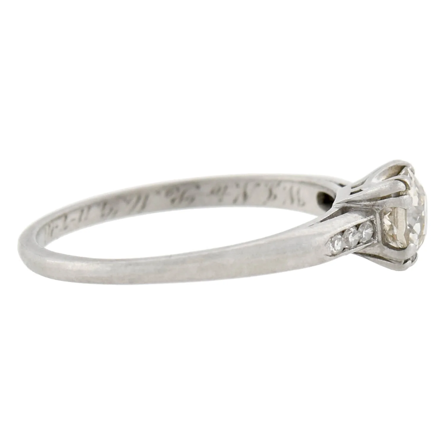 Retro Platinum Old European Diamond Engagement Ring 0.65ct - Image 2