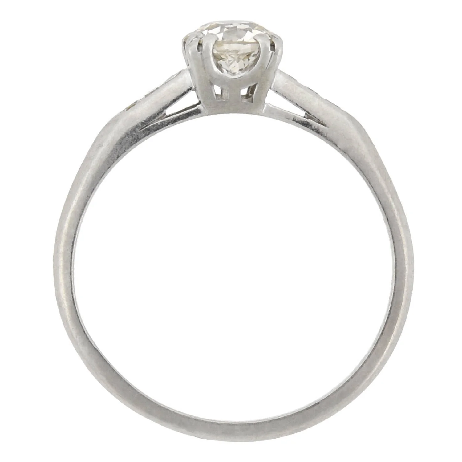 Retro Platinum Old European Diamond Engagement Ring 0.65ct - Image 3