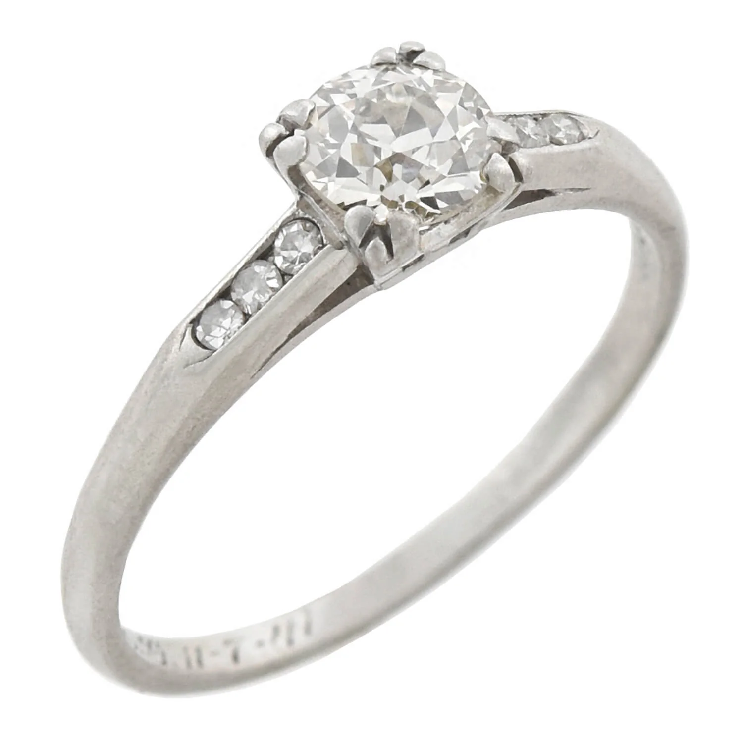 Retro Platinum Old European Diamond Engagement Ring 0.65ct - Image 4