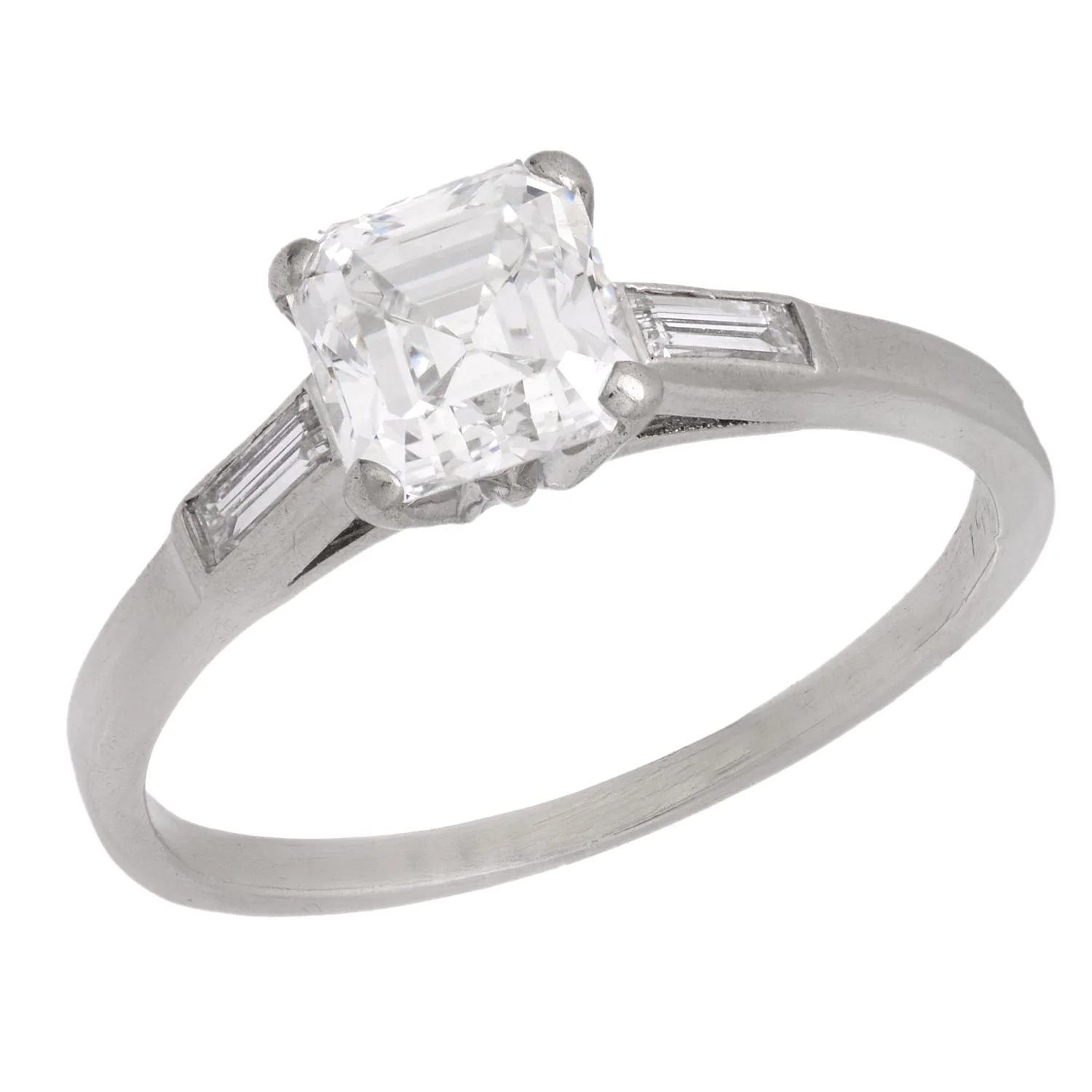 Retro Platinum Diamond Engagement Ring 1.06ct