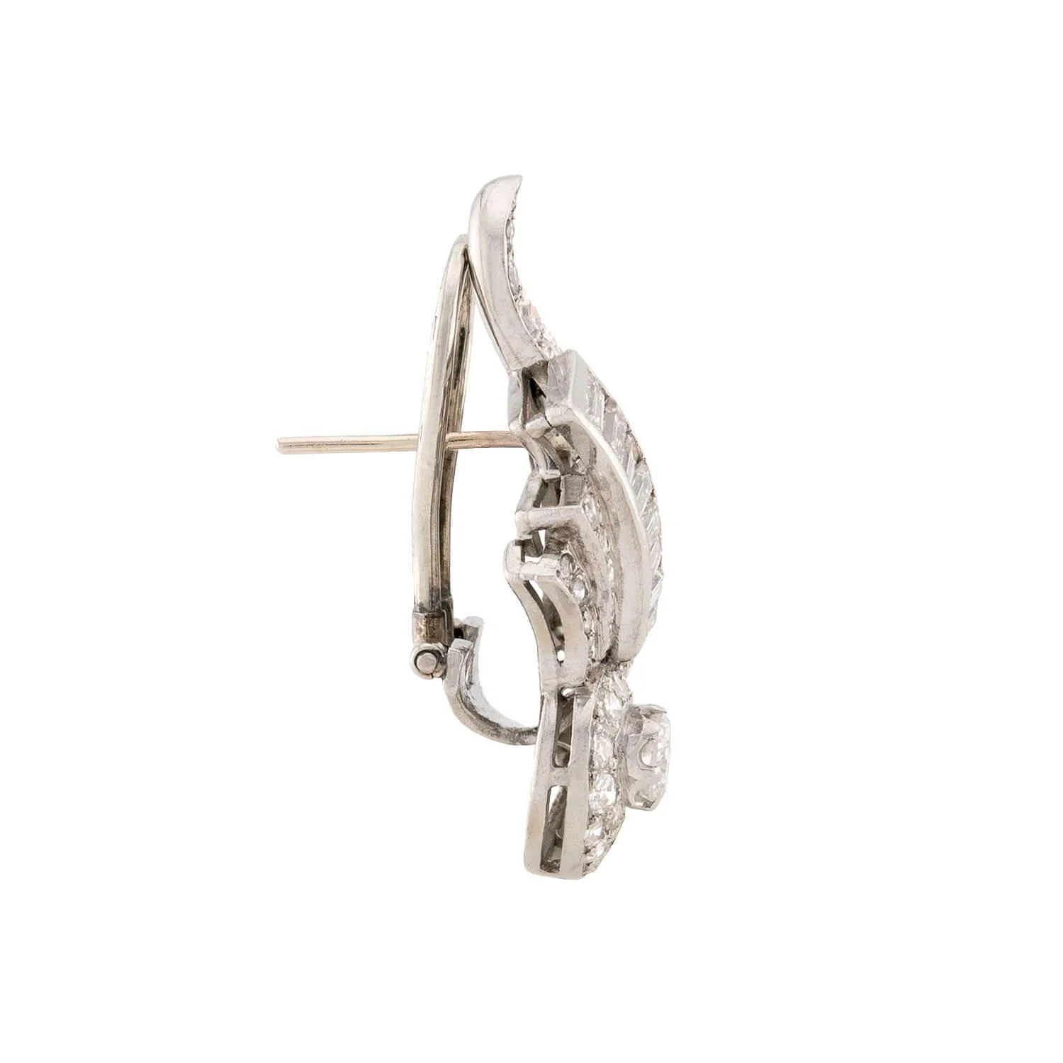 Retro Platinum Diamond Swirling-Motif Earrings - Image 2