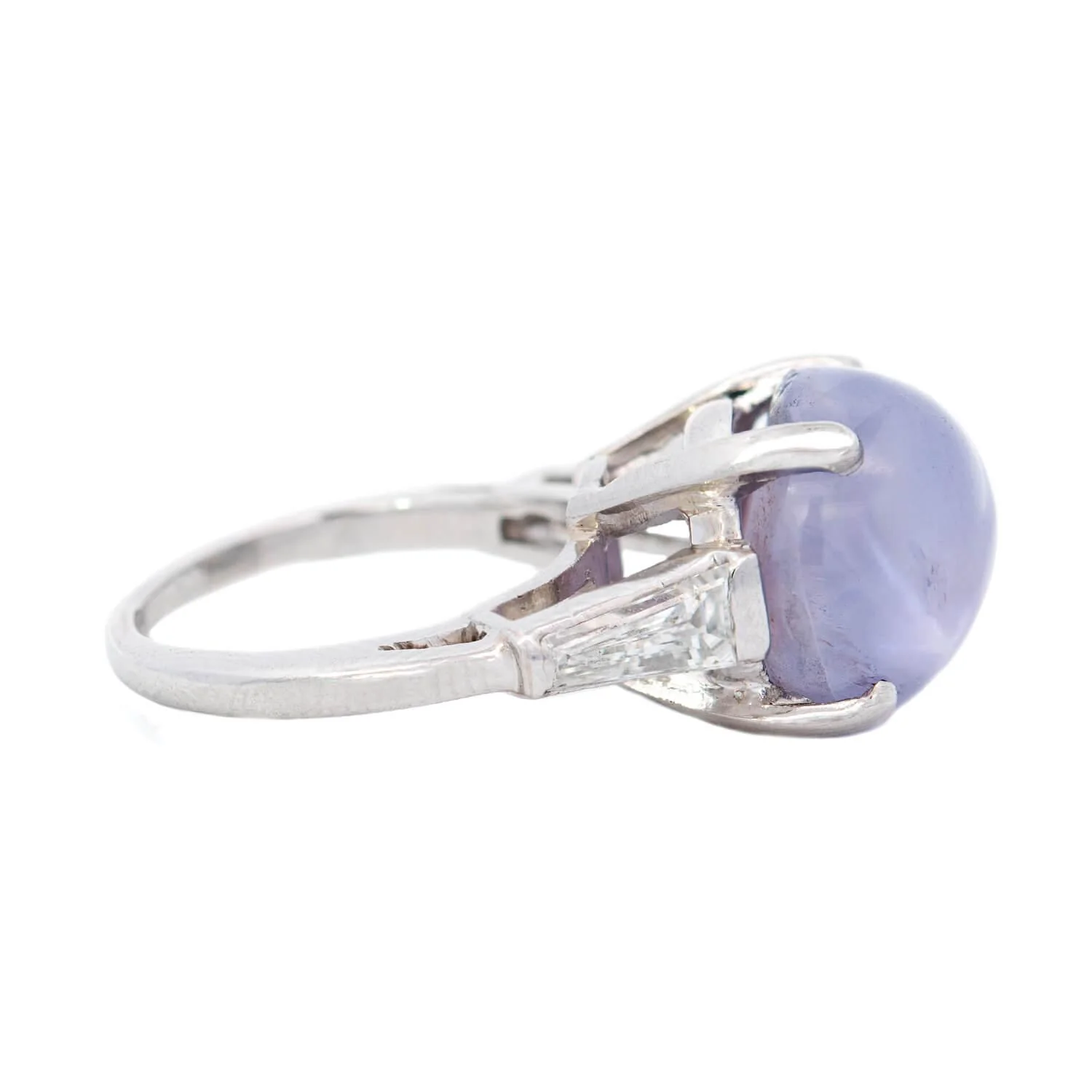 Retro Platinum GIA No Heat Purple Star Sapphire Engagement Ring 14.08ct. - Image 3