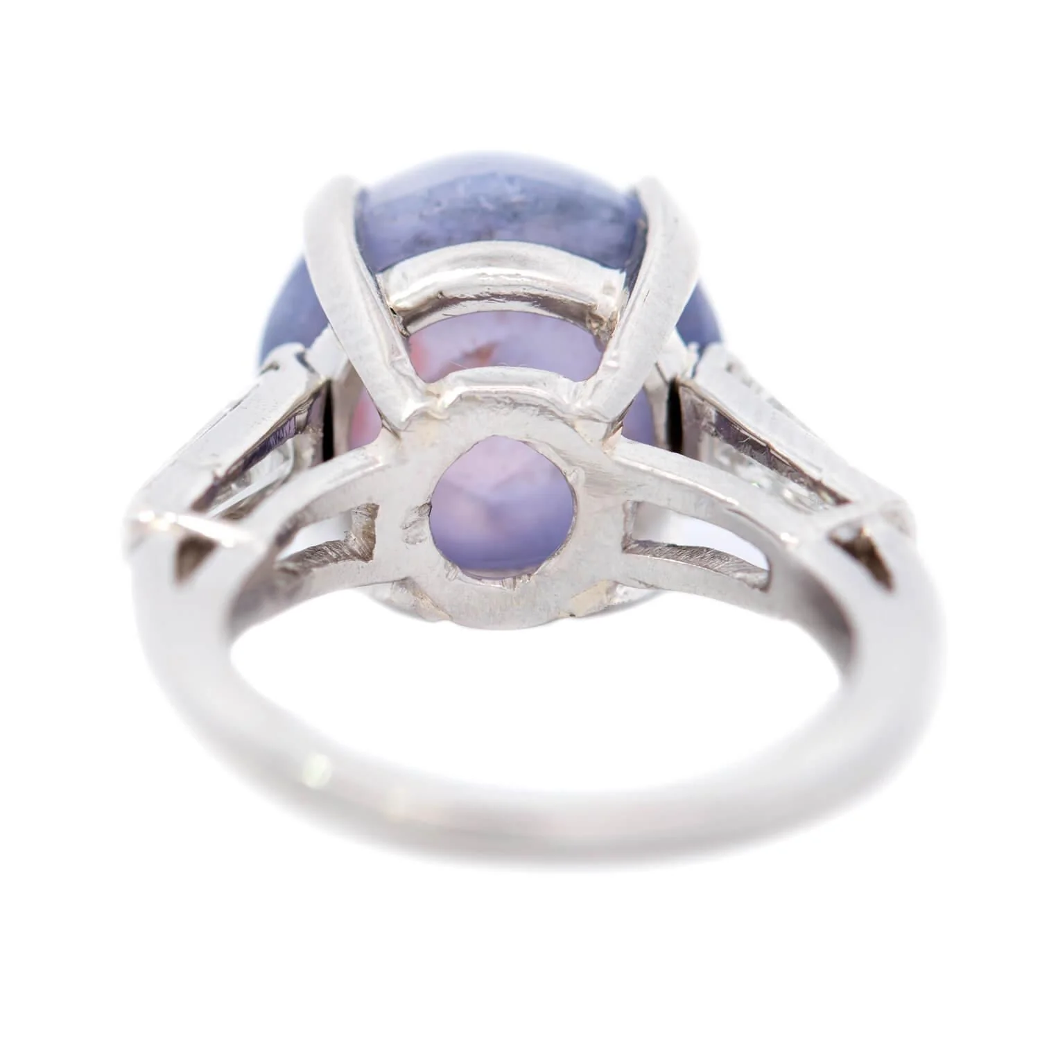 Retro Platinum GIA No Heat Purple Star Sapphire Engagement Ring 14.08ct. - Image 5