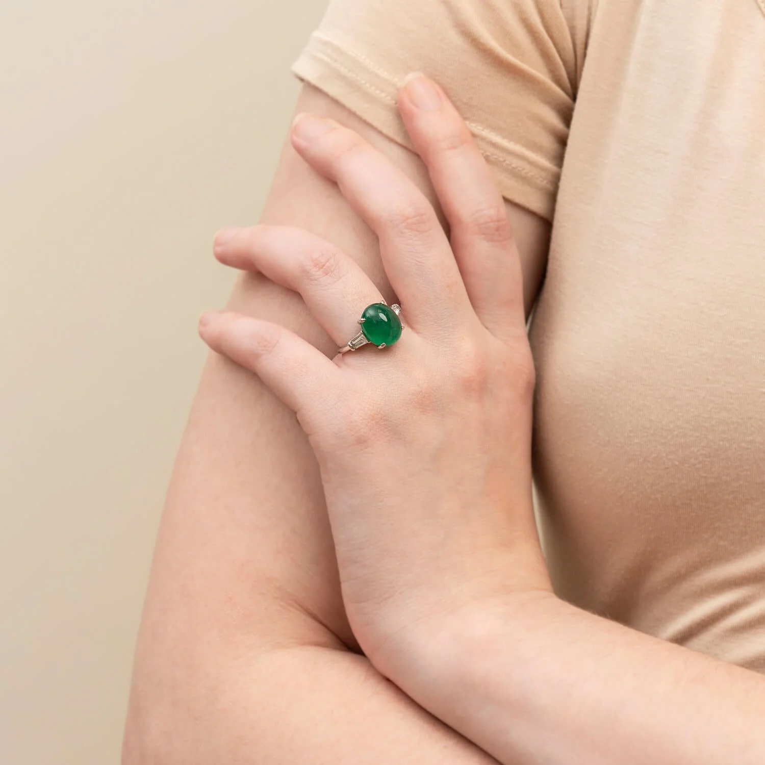 Retro Platinum Natural Emerald & Diamond Ring 6.63ct - Image 6