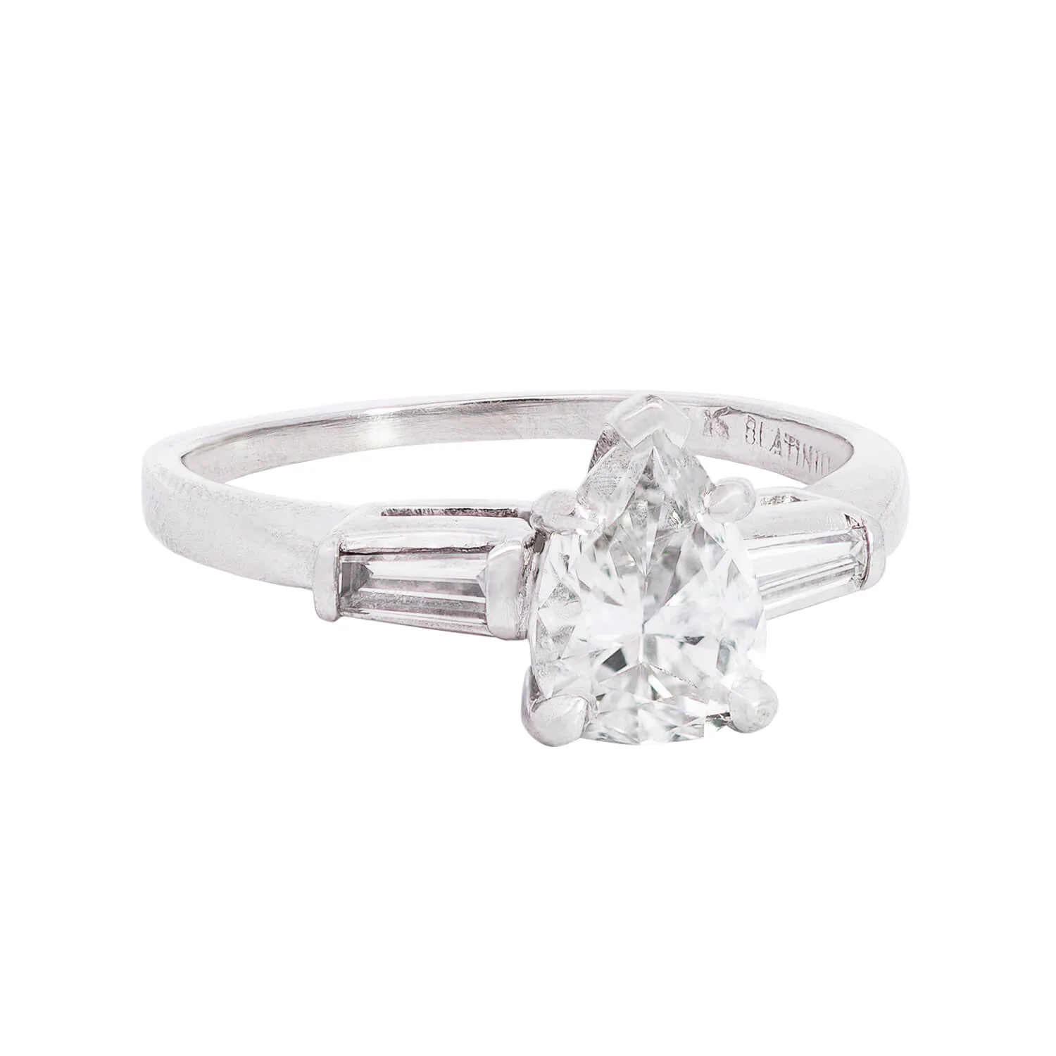 Retro Platinum Pear Cut Diamond Engagement Ring 1.10ctw - Image 2