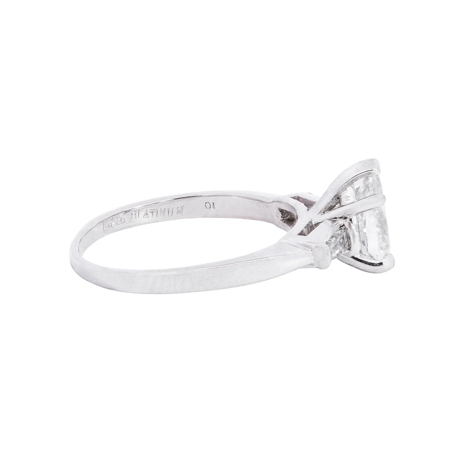 Retro Platinum Pear Cut Diamond Engagement Ring 1.10ctw - Image 3