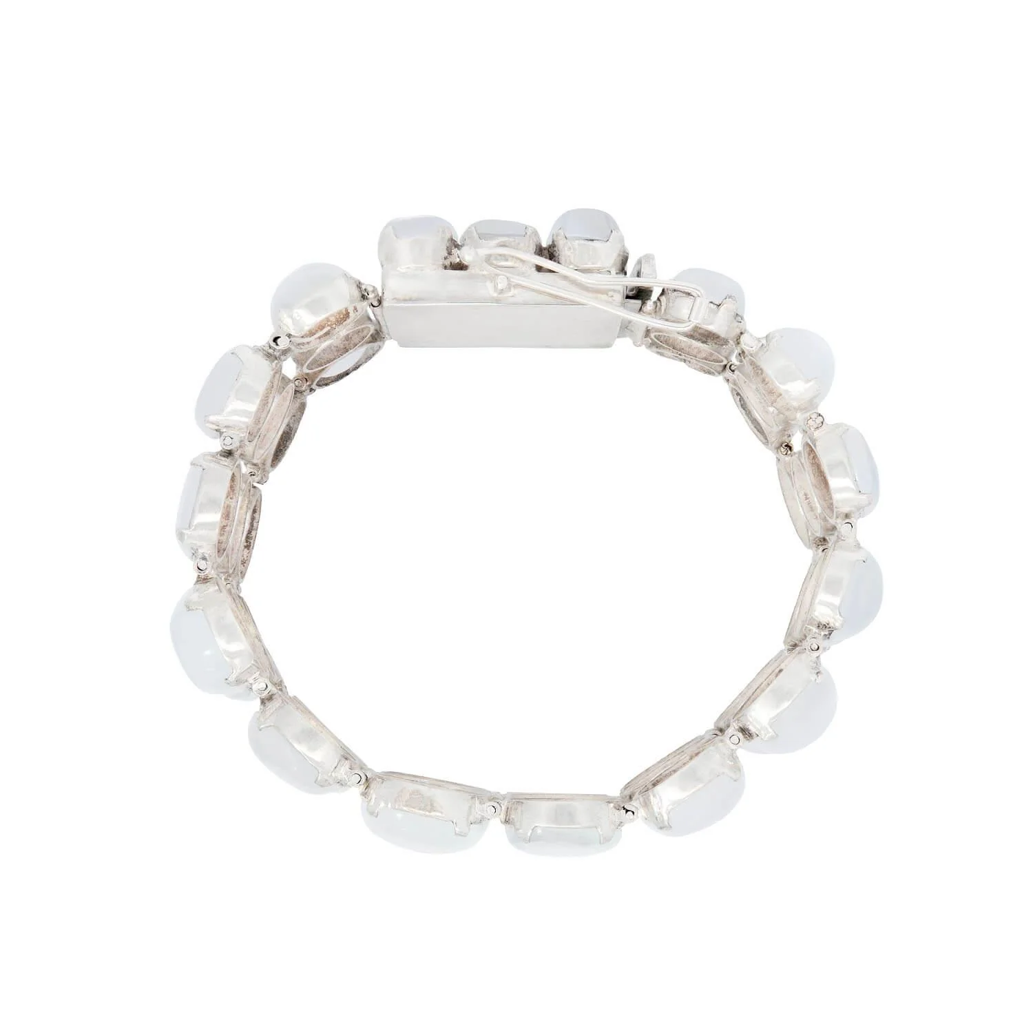 Retro Sterling Silver Moonstone Wide Link Bracelet - Image 2