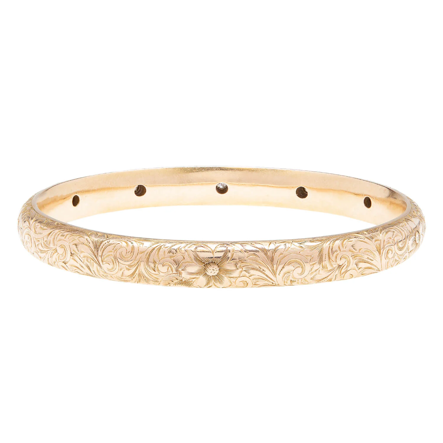 RIKER BROS. Art Nouveau 14k 5-Stone Diamond Etched Bracelet 1.25ctw - Image 4
