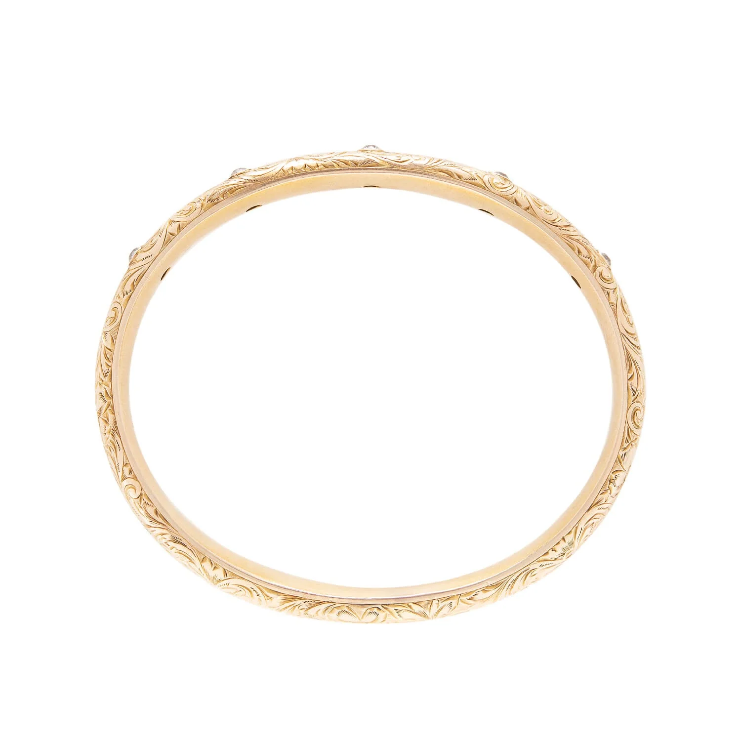 RIKER BROS. Art Nouveau 14k 5-Stone Diamond Etched Bracelet 1.25ctw - Image 5