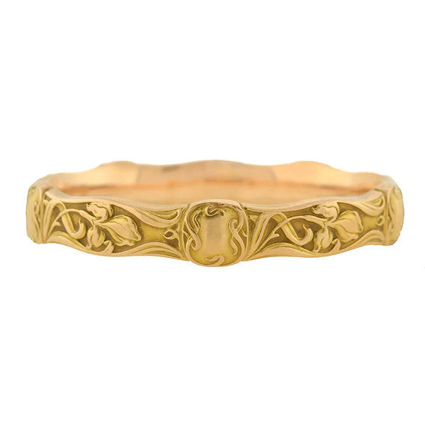 RIKER BROS. Art Nouveau 14kt Repousse Iris Flower Bracelet - Image 2