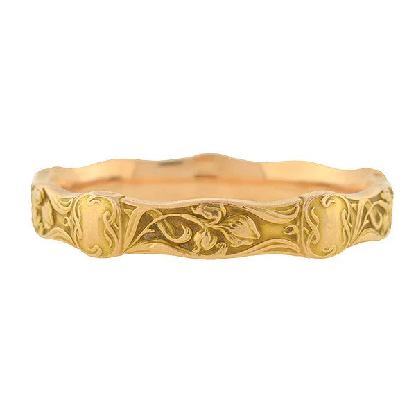 RIKER BROS. Art Nouveau 14kt Repousse Iris Flower Bracelet - Image 3