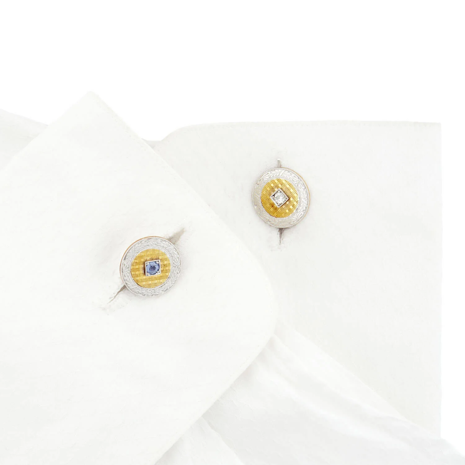 RIKER BROS Victorian 14k and Platinum Diamond and Topaz Cufflinks - Image 5