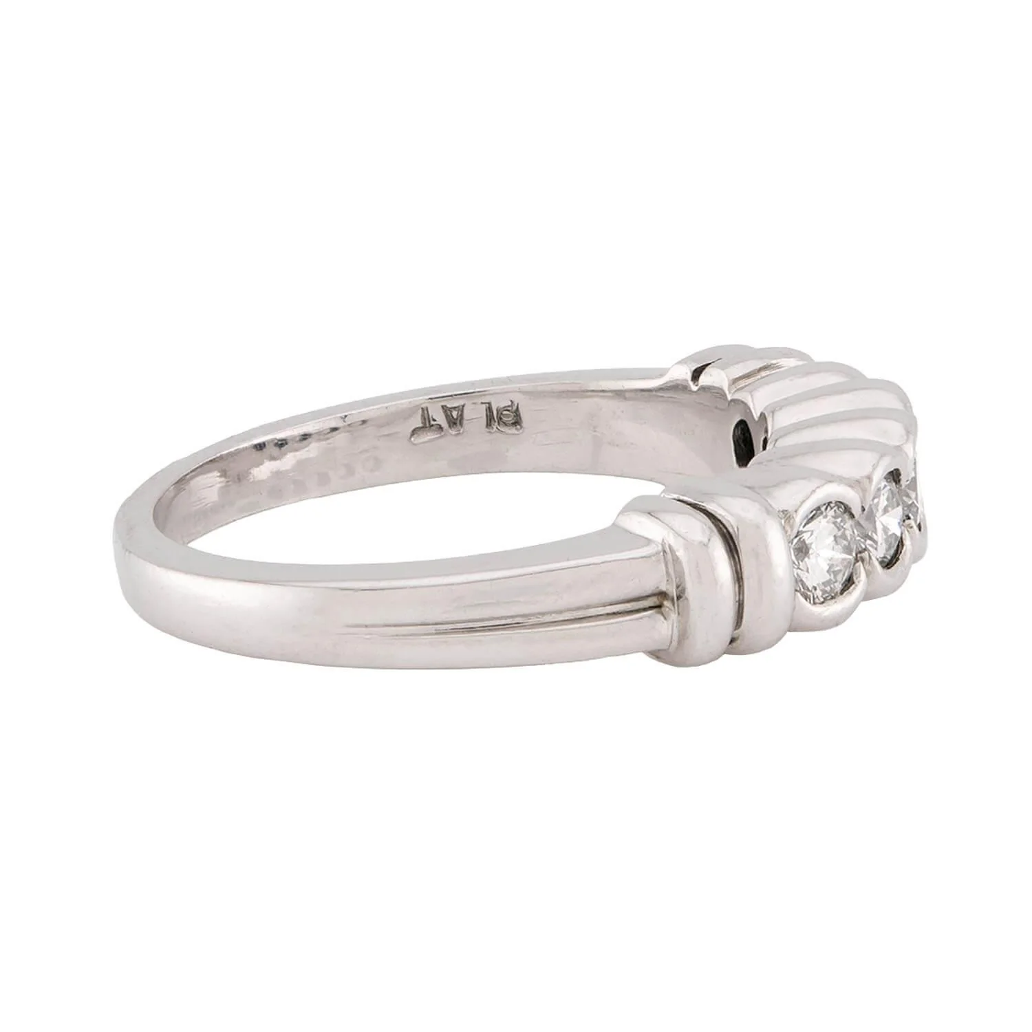 SCOTT K Estate Platinum Diamond Five Stone Ring - Image 3