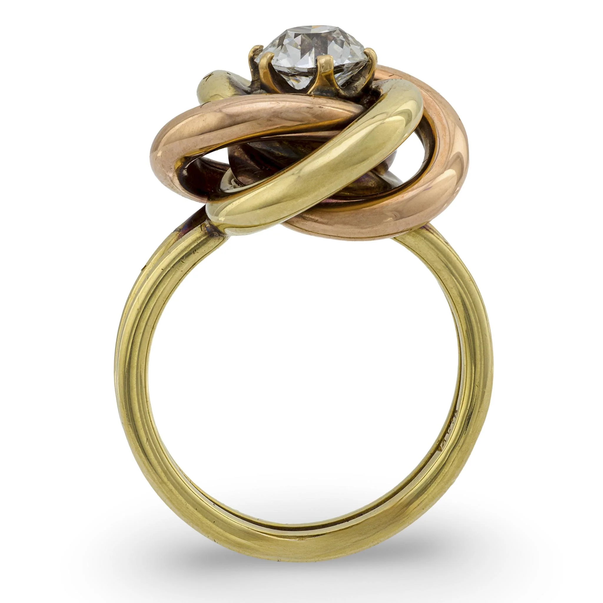 SLOAN & CO. Art Deco 14k Diamond Knot-Motif Ring - Image 3