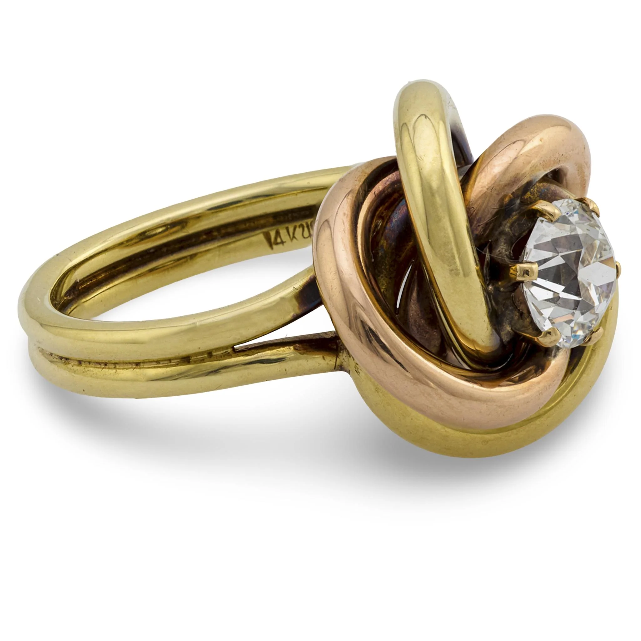 SLOAN & CO. Art Deco 14k Diamond Knot-Motif Ring - Image 4