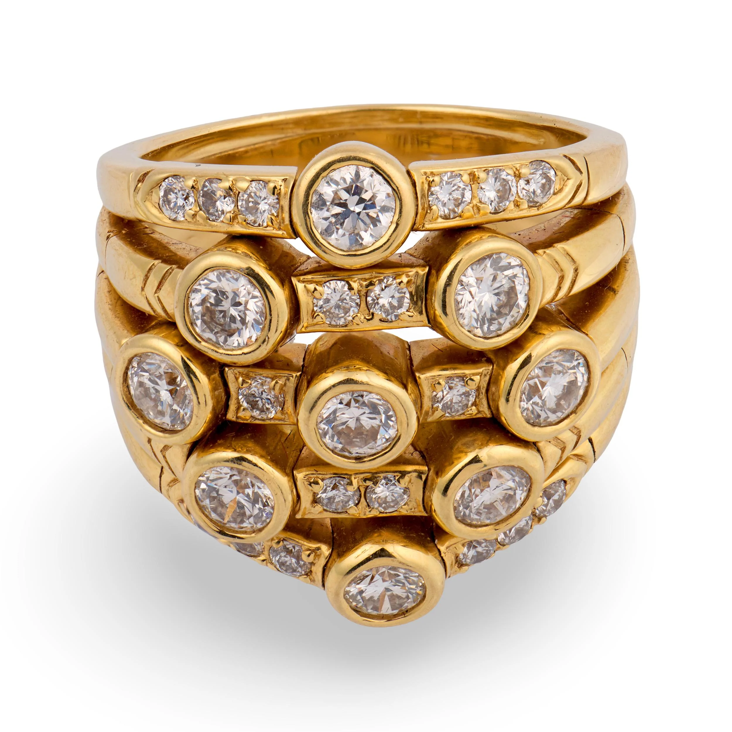 SONIA B Estate 18k Diamond Multi-Band Statement Ring - Image 2