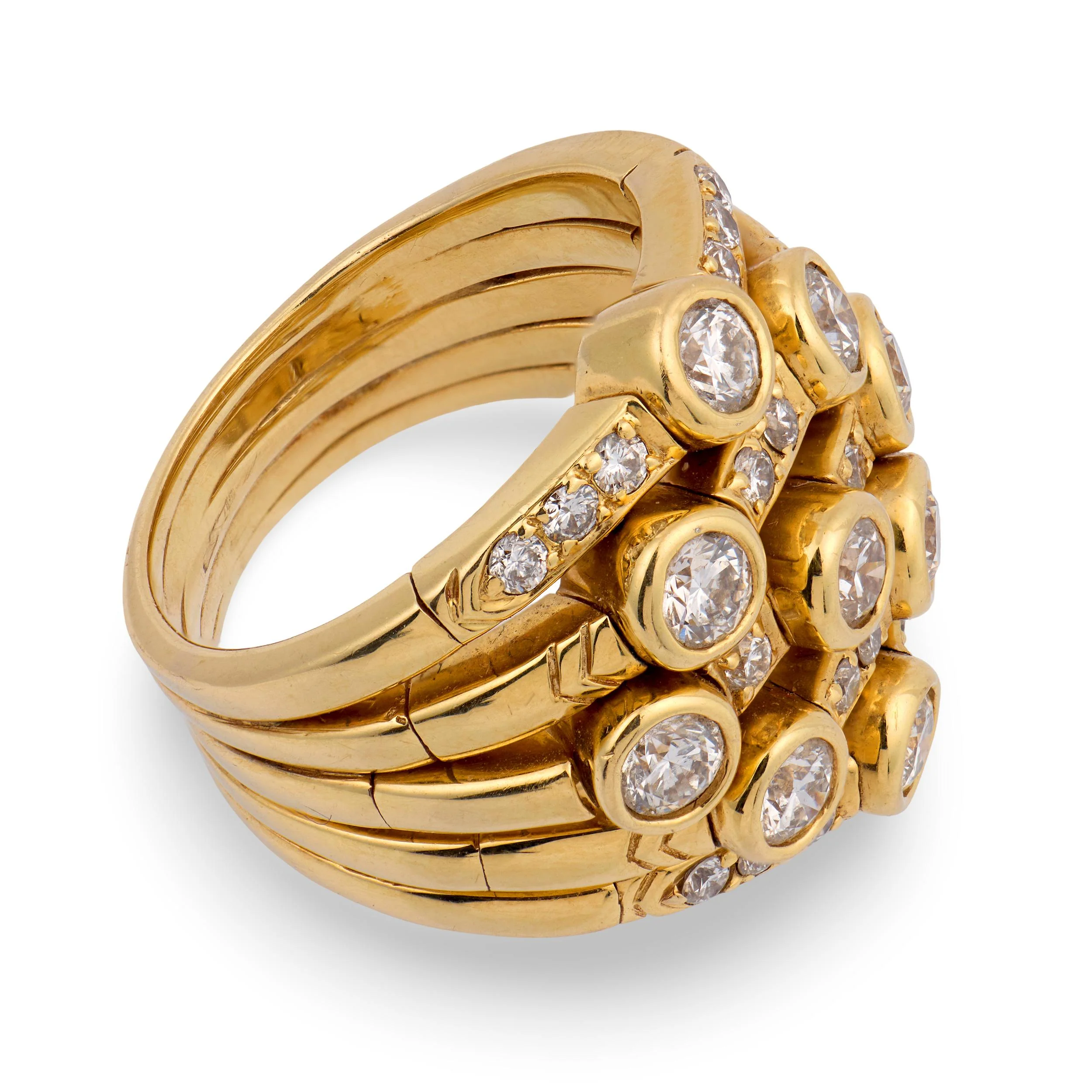 SONIA B Estate 18k Diamond Multi-Band Statement Ring - Image 3