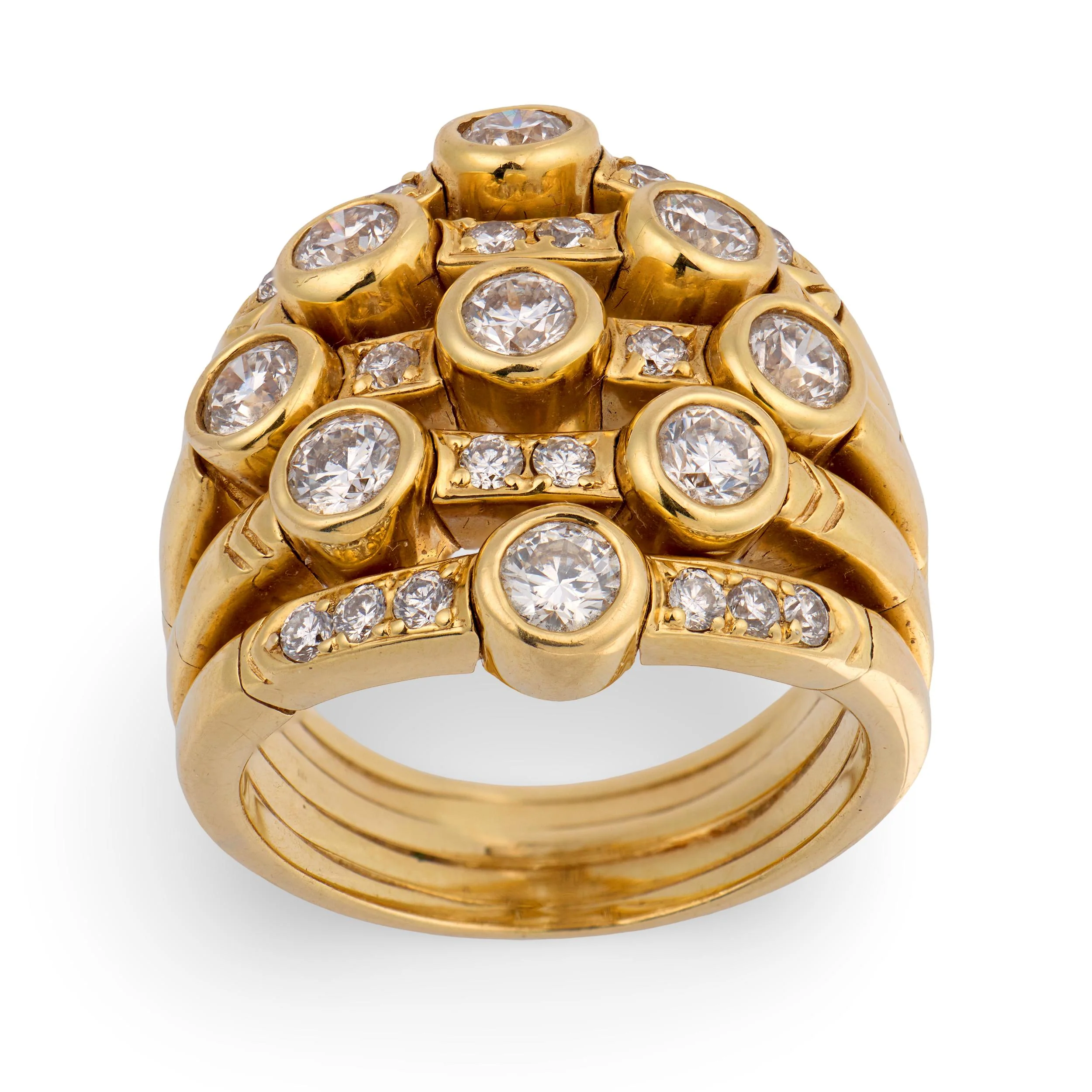 SONIA B Estate 18k Diamond Multi-Band Statement Ring - Image 4