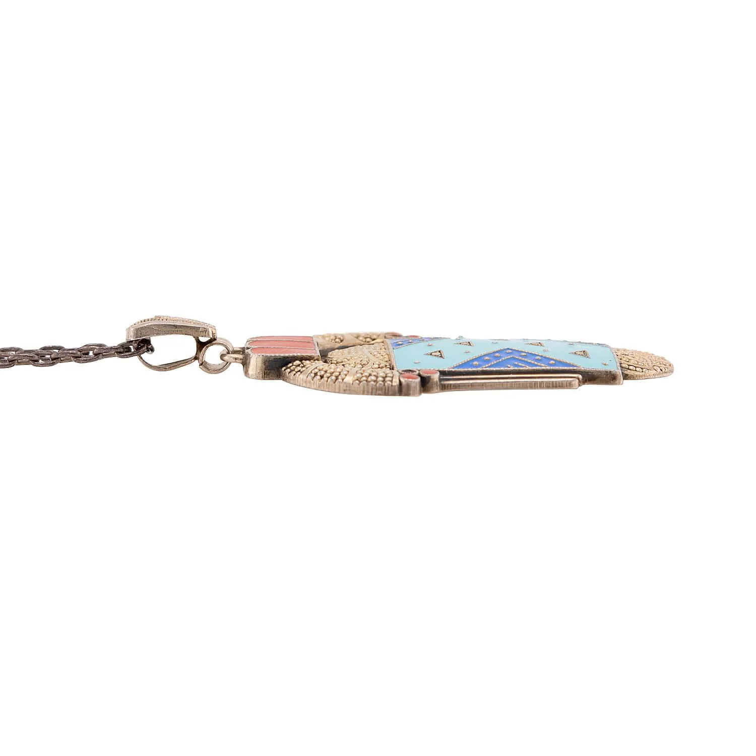 THEODOR FAHRNER-inspired Art Deco Sterling Silver and Enamel Pendant Necklace - Image 3